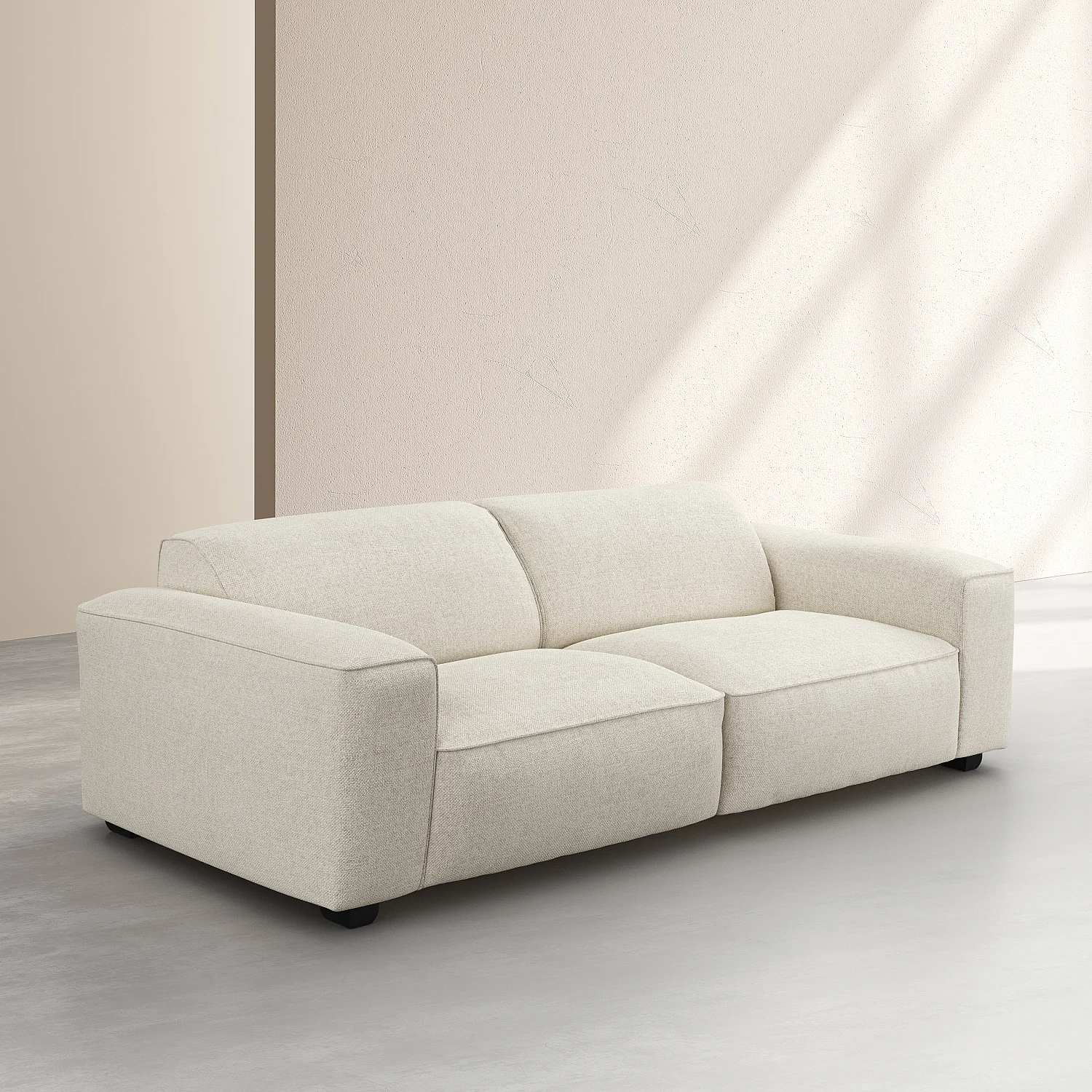 Canapé 4 places en tissu chenille Nino - Crème - 3