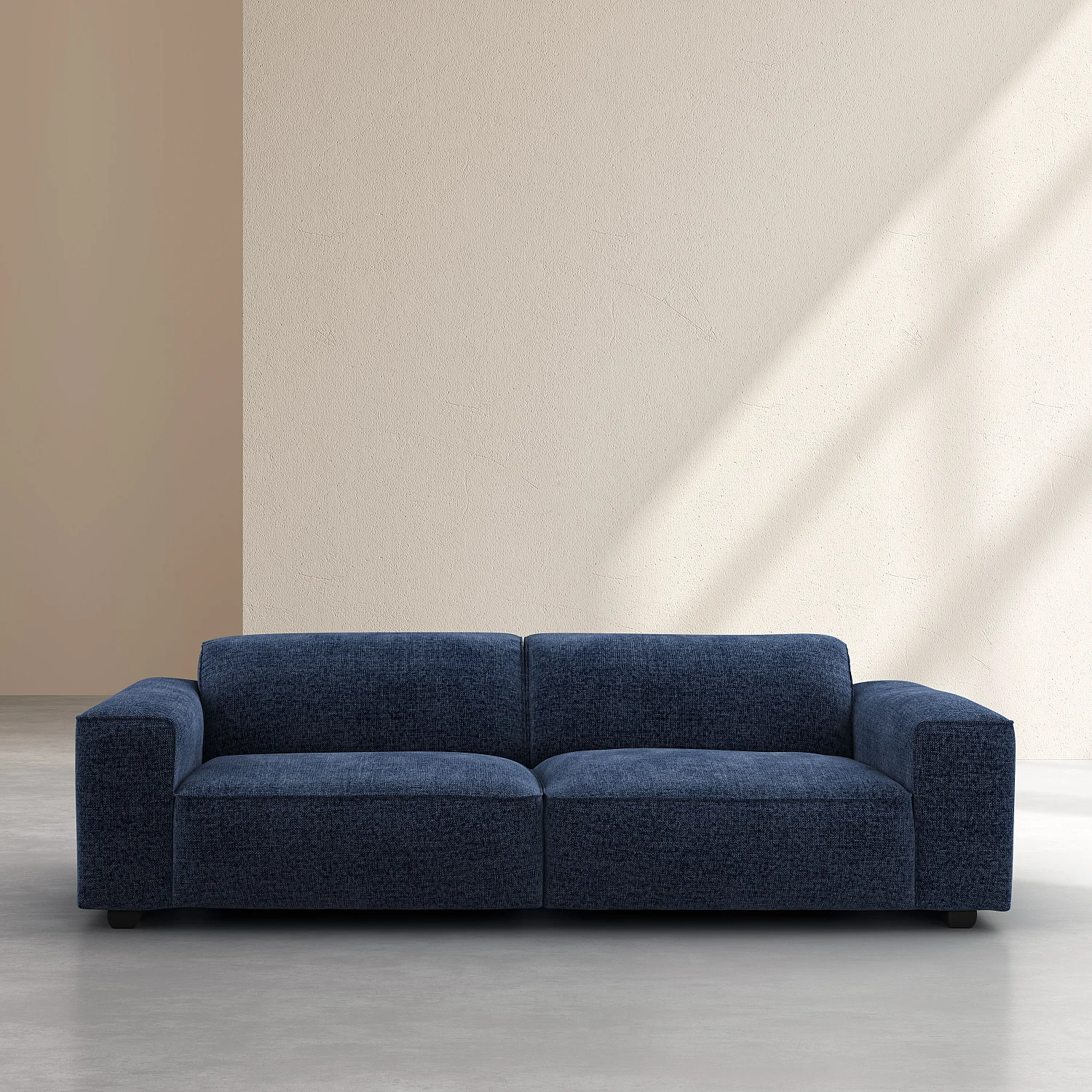 Canapé 4 places en tissu chenille Nino - Bleu marine - 1