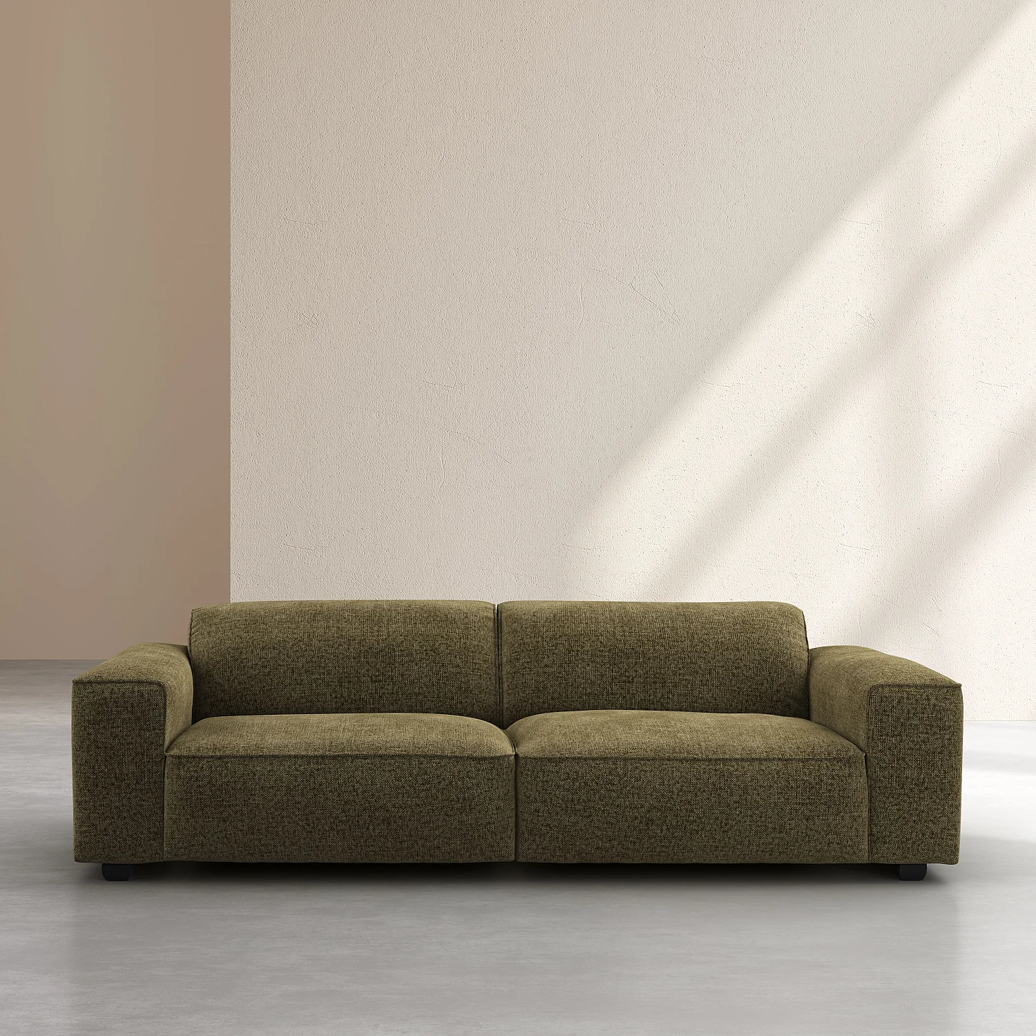 Canapé 4 places en tissu chenille Nino - Vert mousse - 1