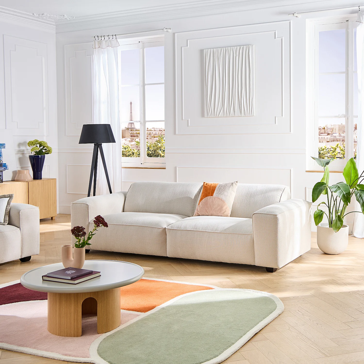 Canapé 4 places en tissu chenille Nino - Vert mousse - 3