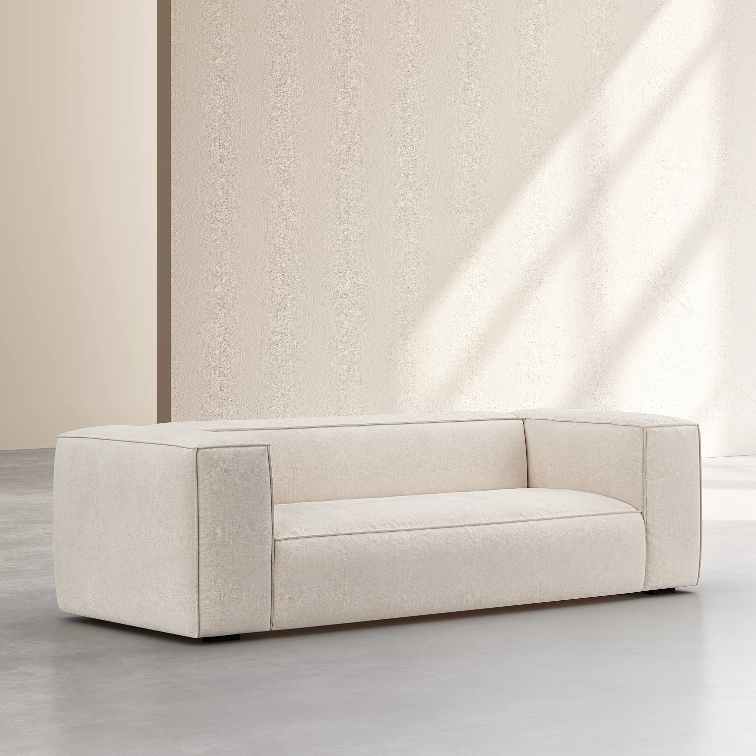 Divano 4 posti in tessuto Kumal - Écru - 3