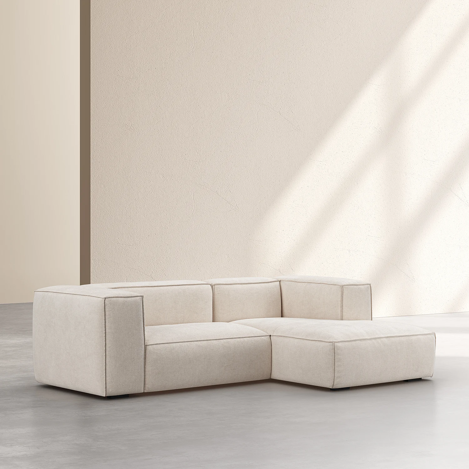 Divano angolare destro in tessuto Kumal - Écru - 3
