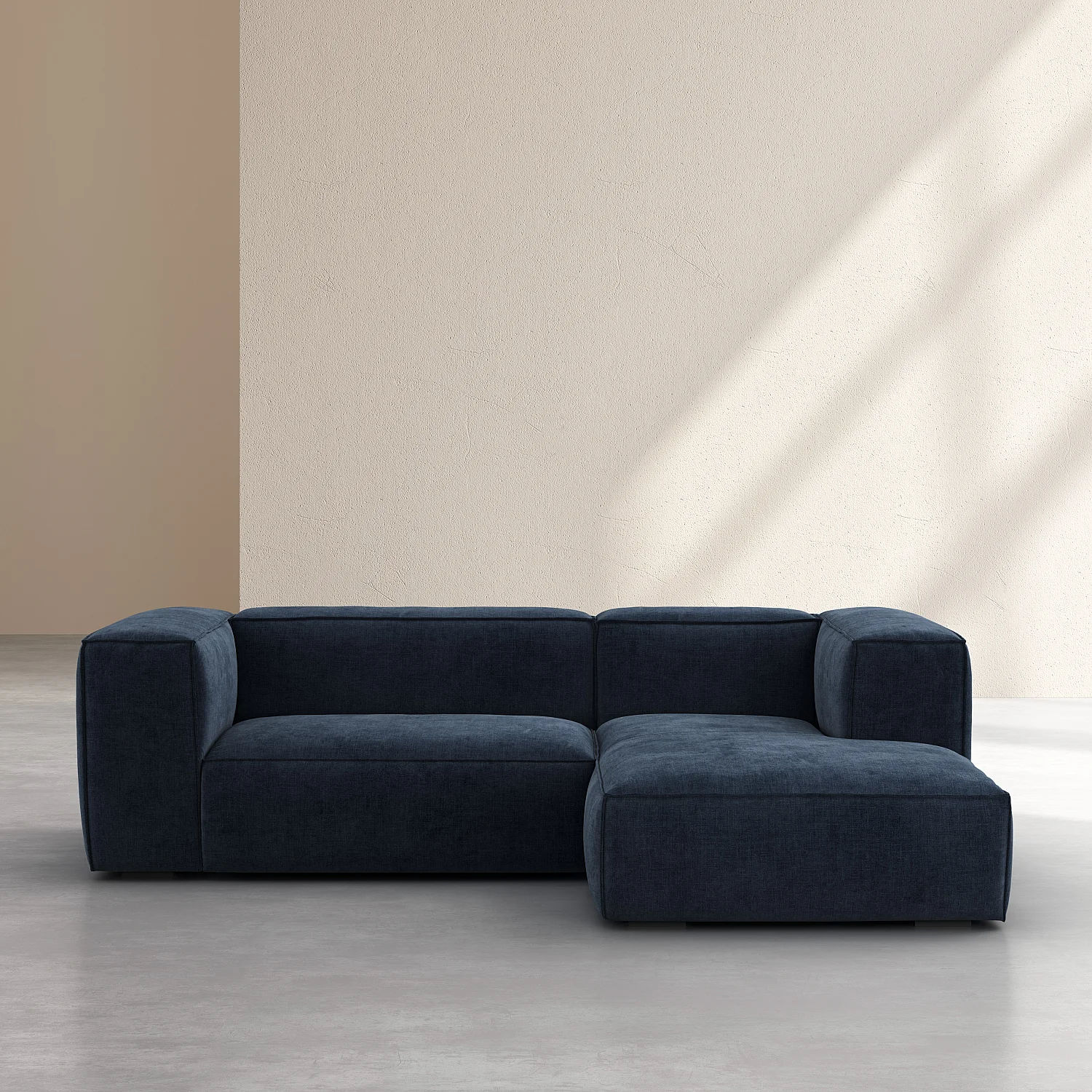 Divano angolare destro in tessuto Kumal - Blu notte - 1