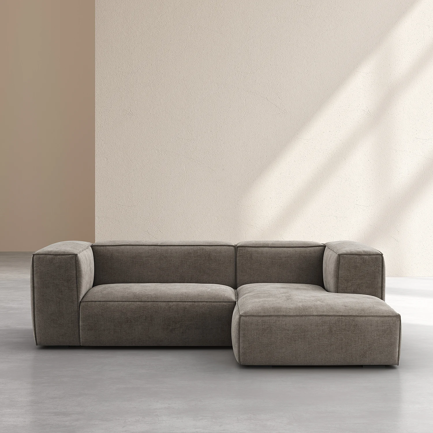 Divano angolare destro in tessuto Kumal - Grigio ardesia - 1