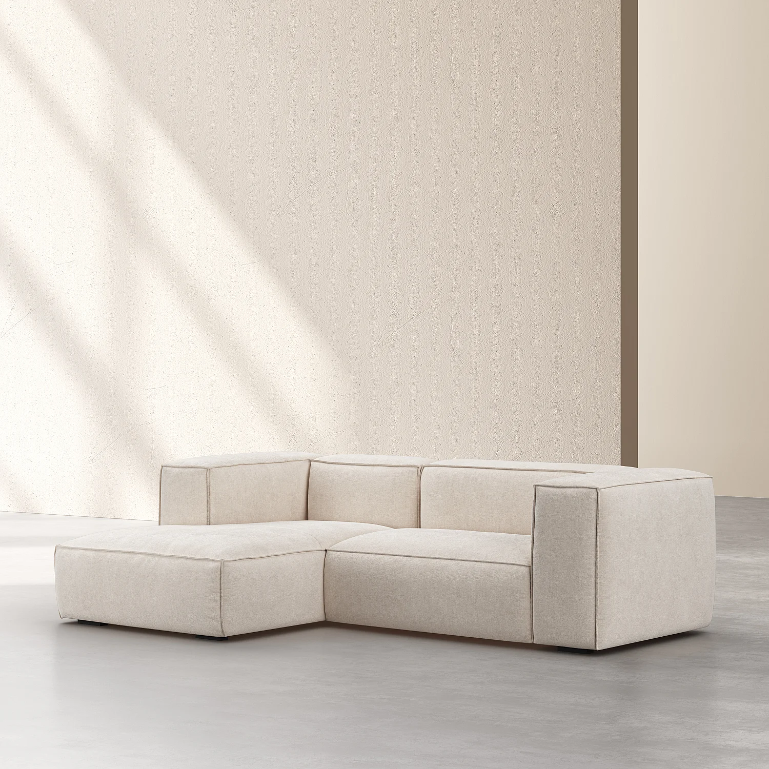 Divano angolare sinistro in tessuto Kumal - Écru - 3