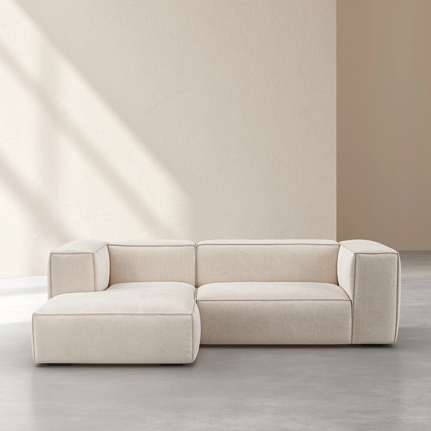 Divano angolare sinistro in tessuto Kumal - Écru - 1