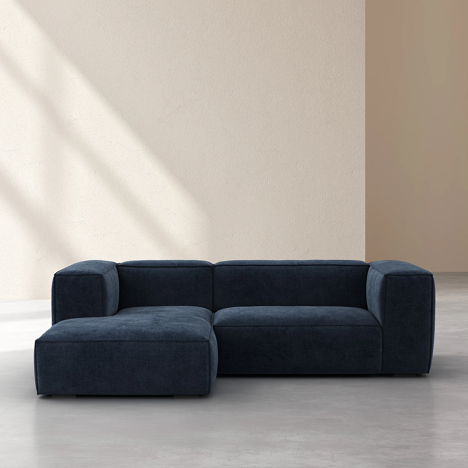 Divano angolare sinistro in tessuto Kumal - Blu notte - 1