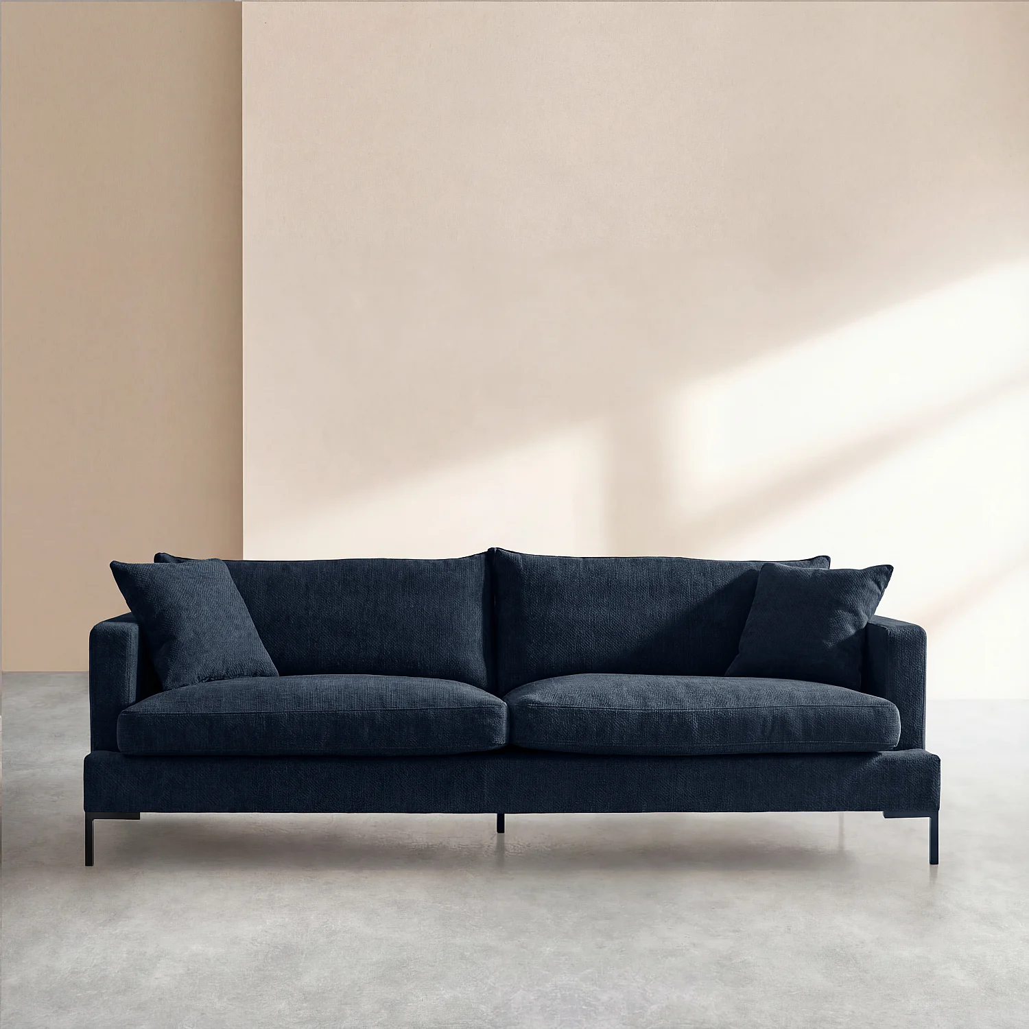 Sofa 3-Sitzer aus Kumal-Stoff mit Federfüllung - Nachtblau - 1