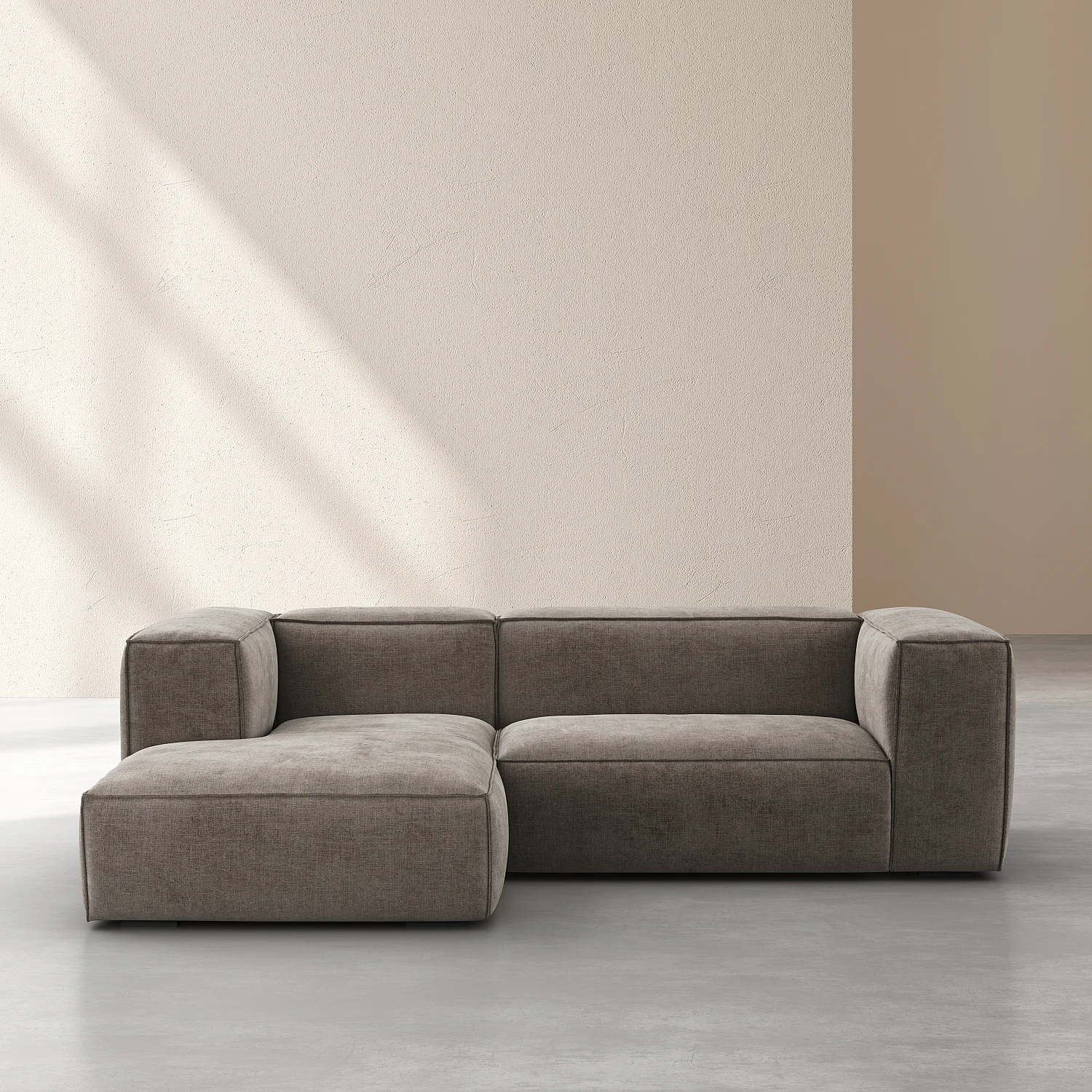 Divano angolare sinistro in tessuto Kumal - Grigio ardesia - 1