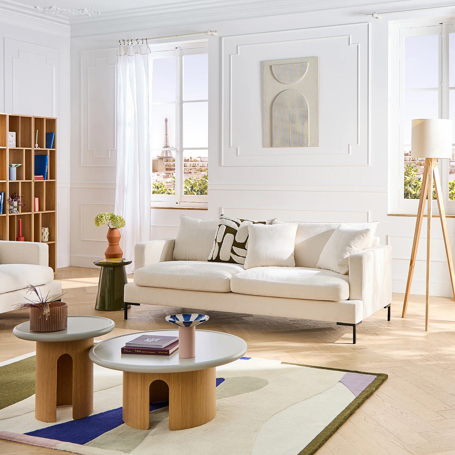 Canapé 3 places en tissu Kumal garni de plumes - Gris ardoise - 3