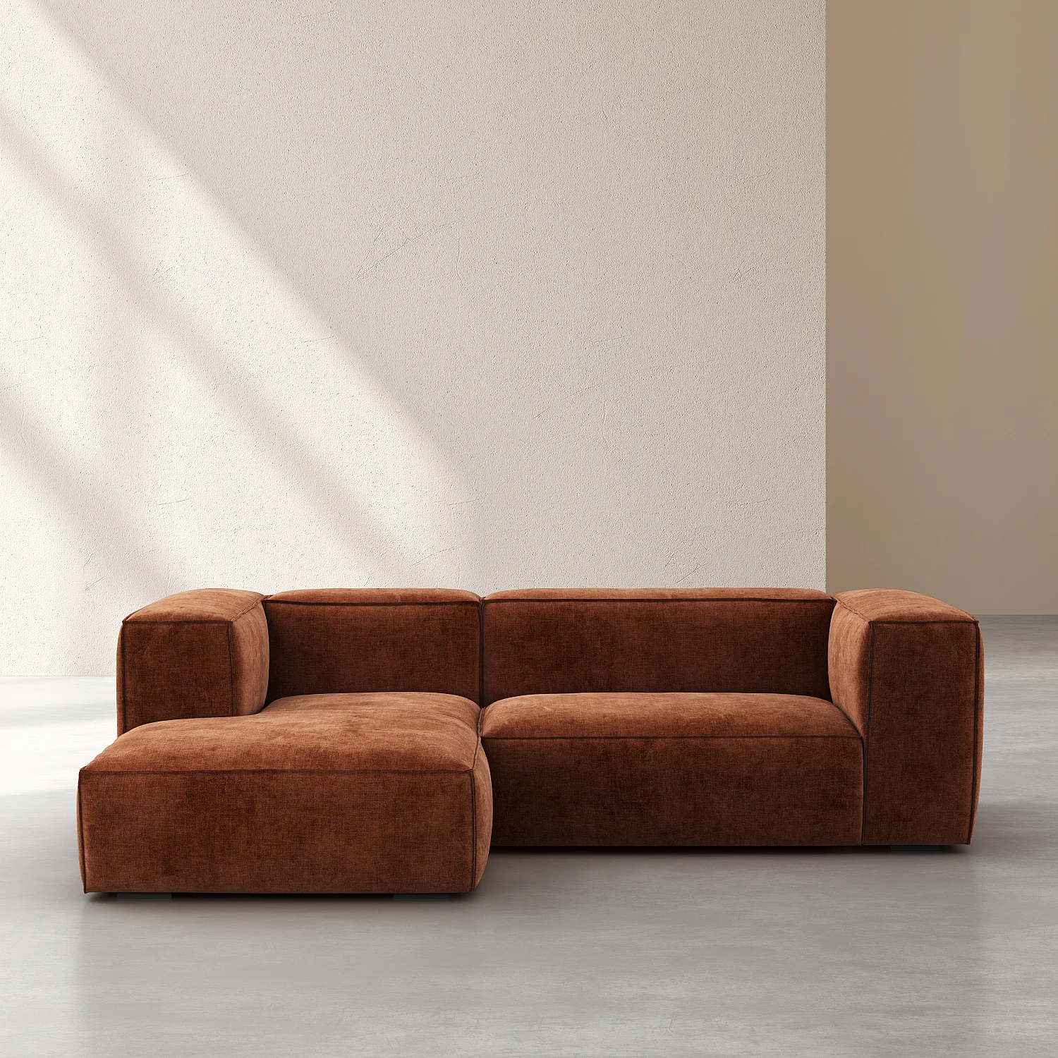 Divano angolare sinistro in tessuto Kumal - Terracotta - 1