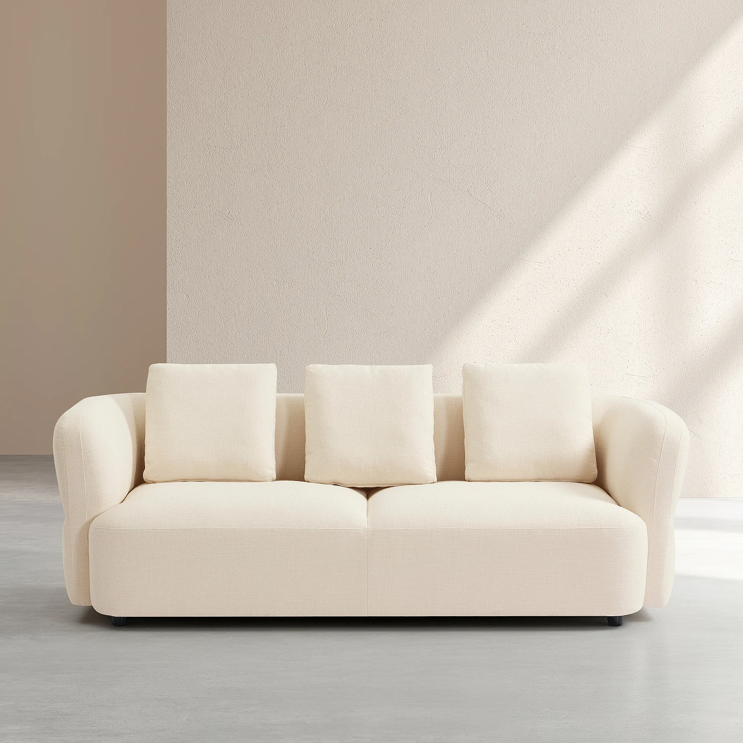 Canapé 3 places en tissu texturé - Crème - 2