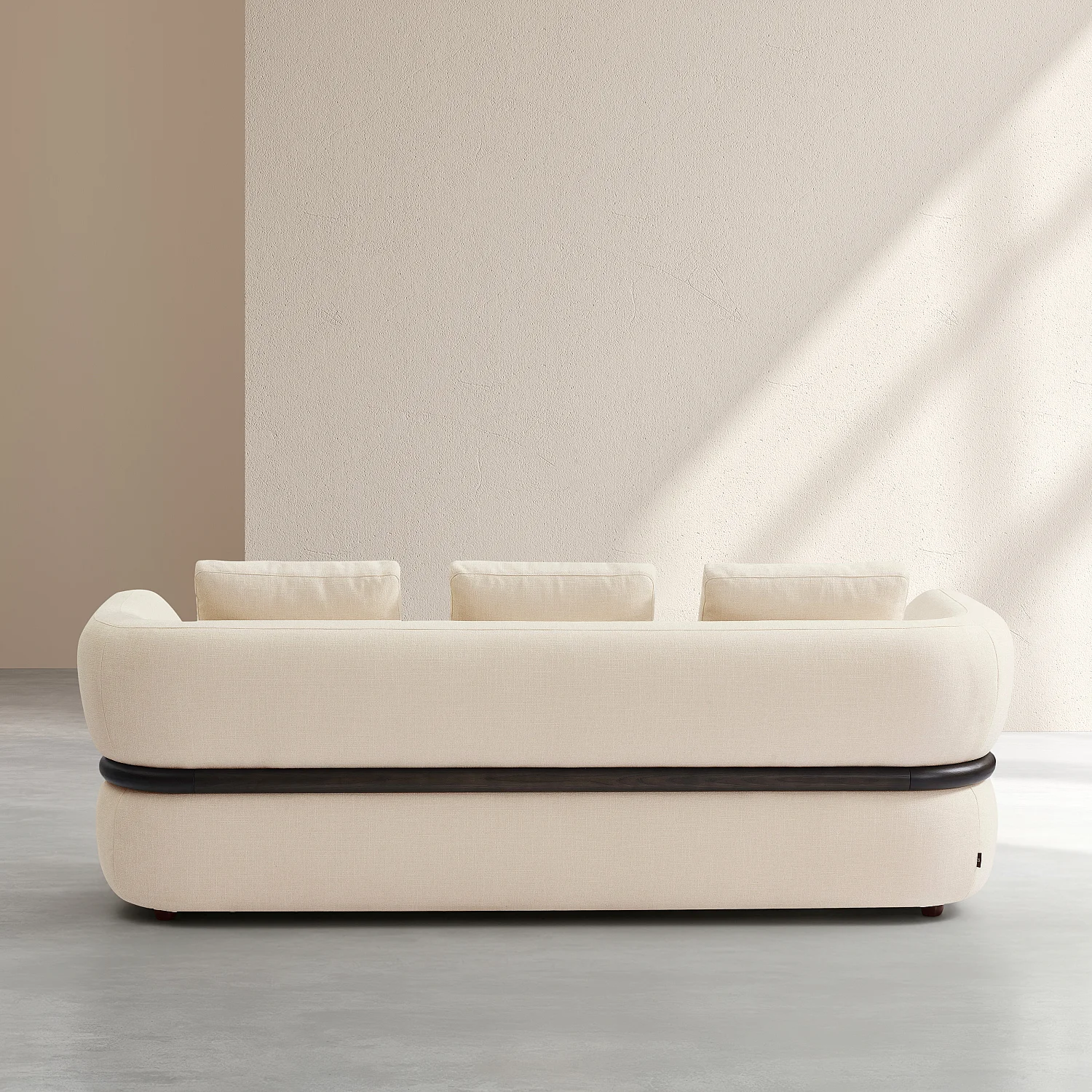 Canapé 3 places en tissu texturé - Crème - 5