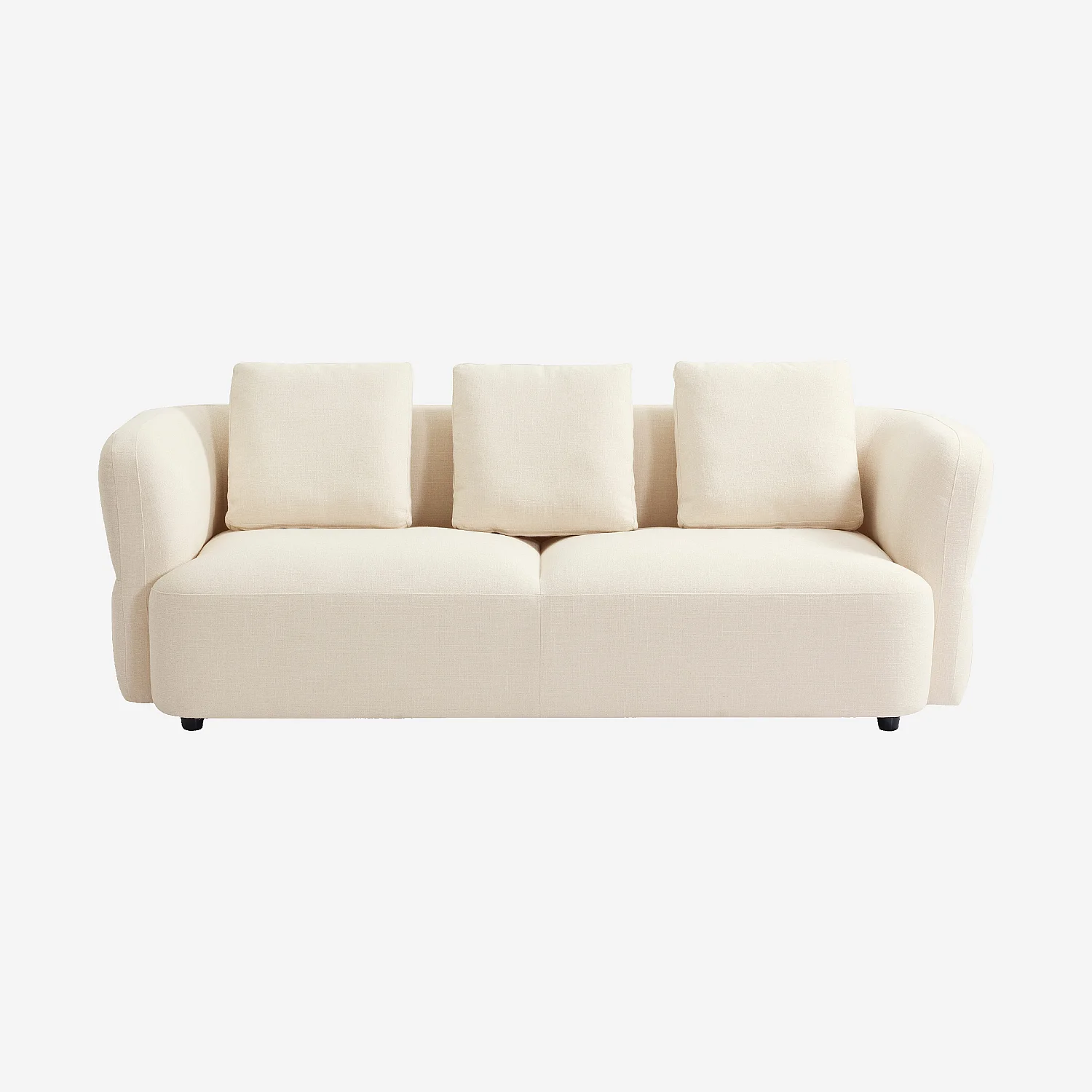 Canapé 3 places en tissu texturé - Crème - 6