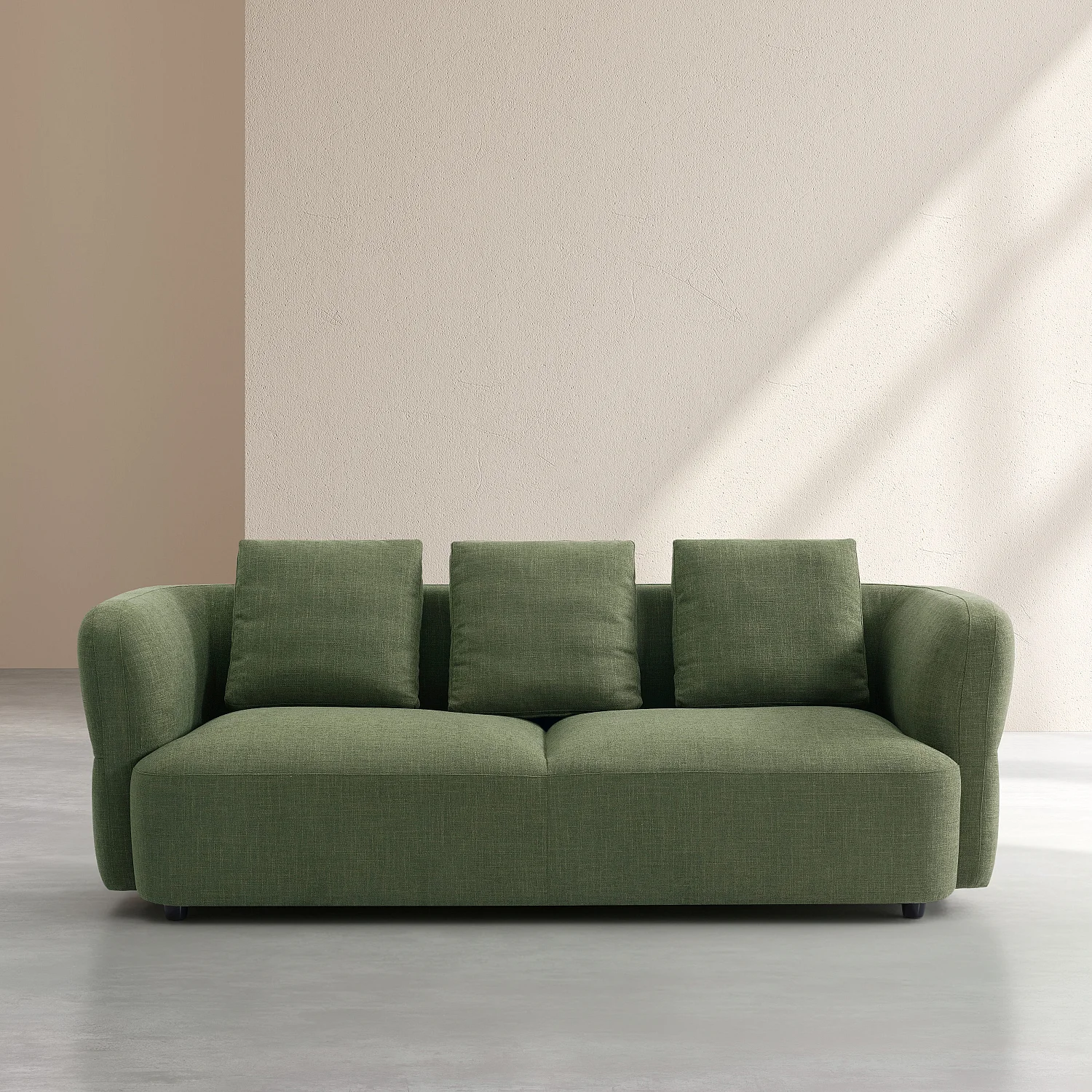 Canapé 3 places en tissu texturé - Vert kaki - 2