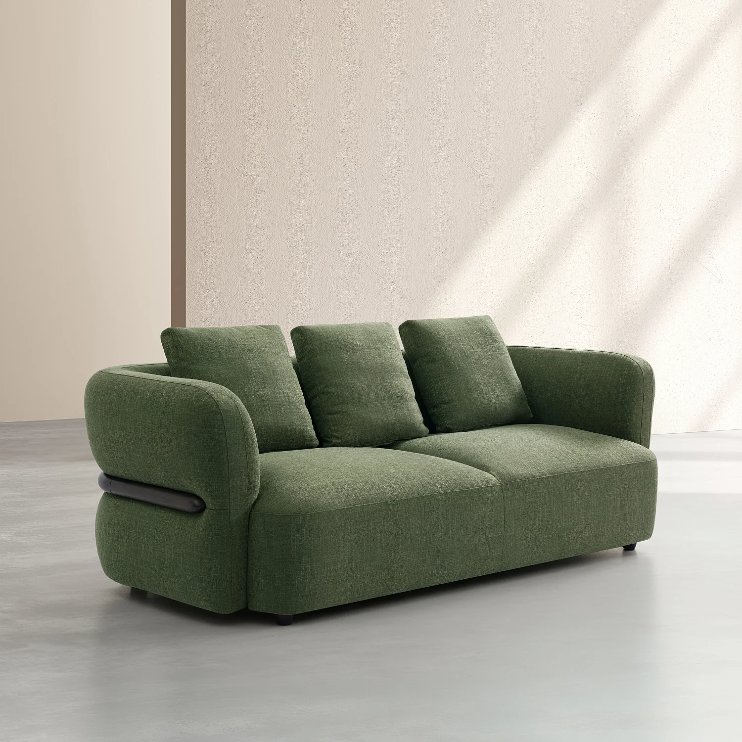 Canapé 3 places en tissu texturé - Vert kaki - 3