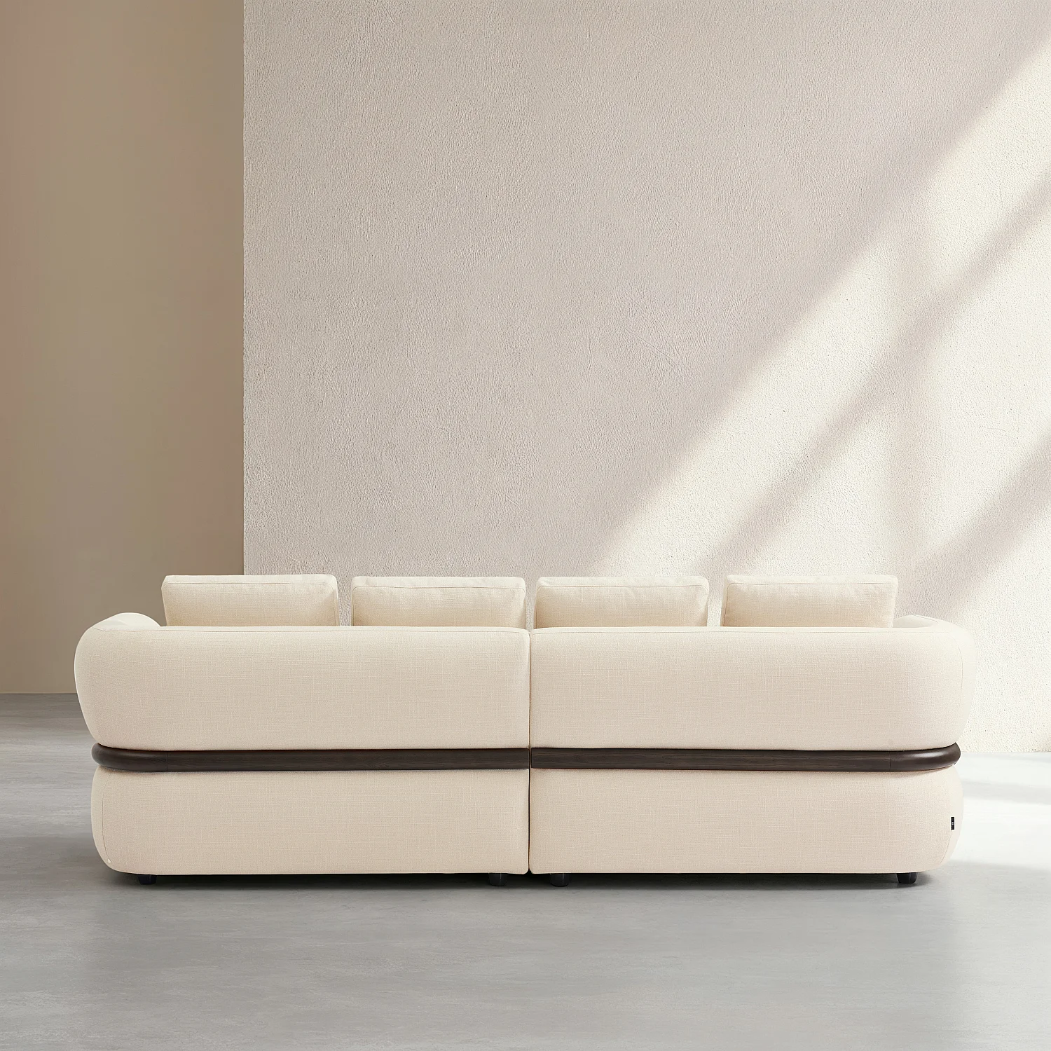 Canapé 4 places en tissu texturé - Crème - 2