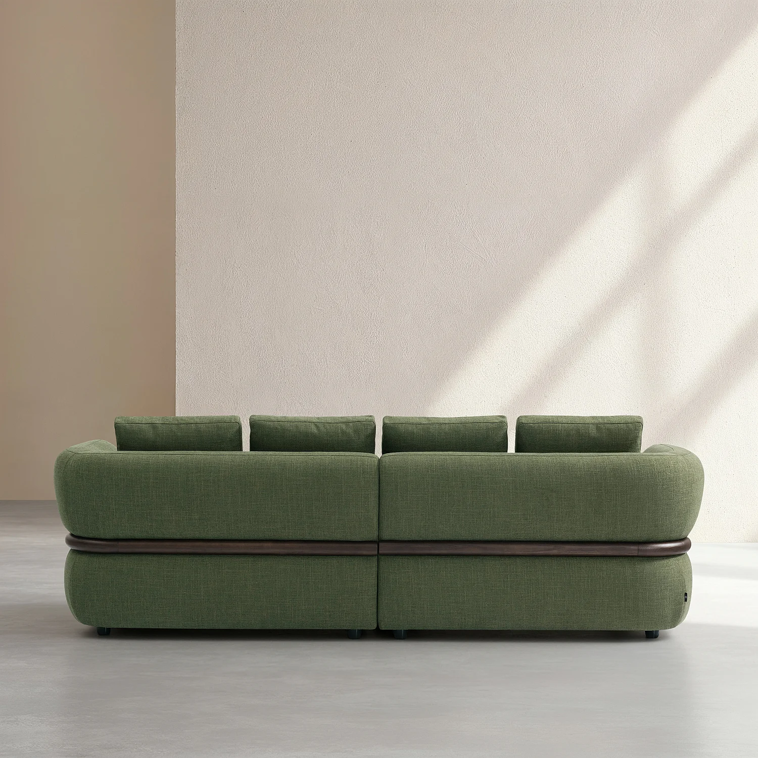 Canapé 4 places en tissu texturé - Vert kaki - 5