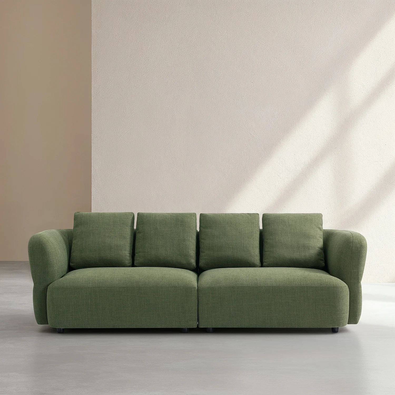 Canapé 4 places en tissu texturé - Vert kaki - 2