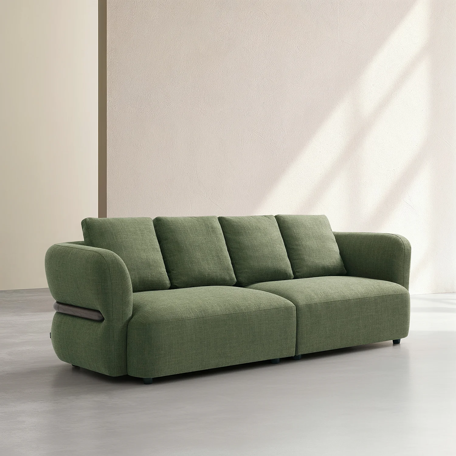 Canapé 4 places en tissu texturé - Vert kaki - 3