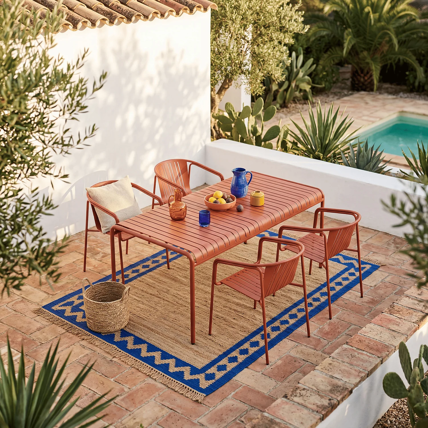 Tuintafel van staal - 180 x 100 cm - Terracotta - 7