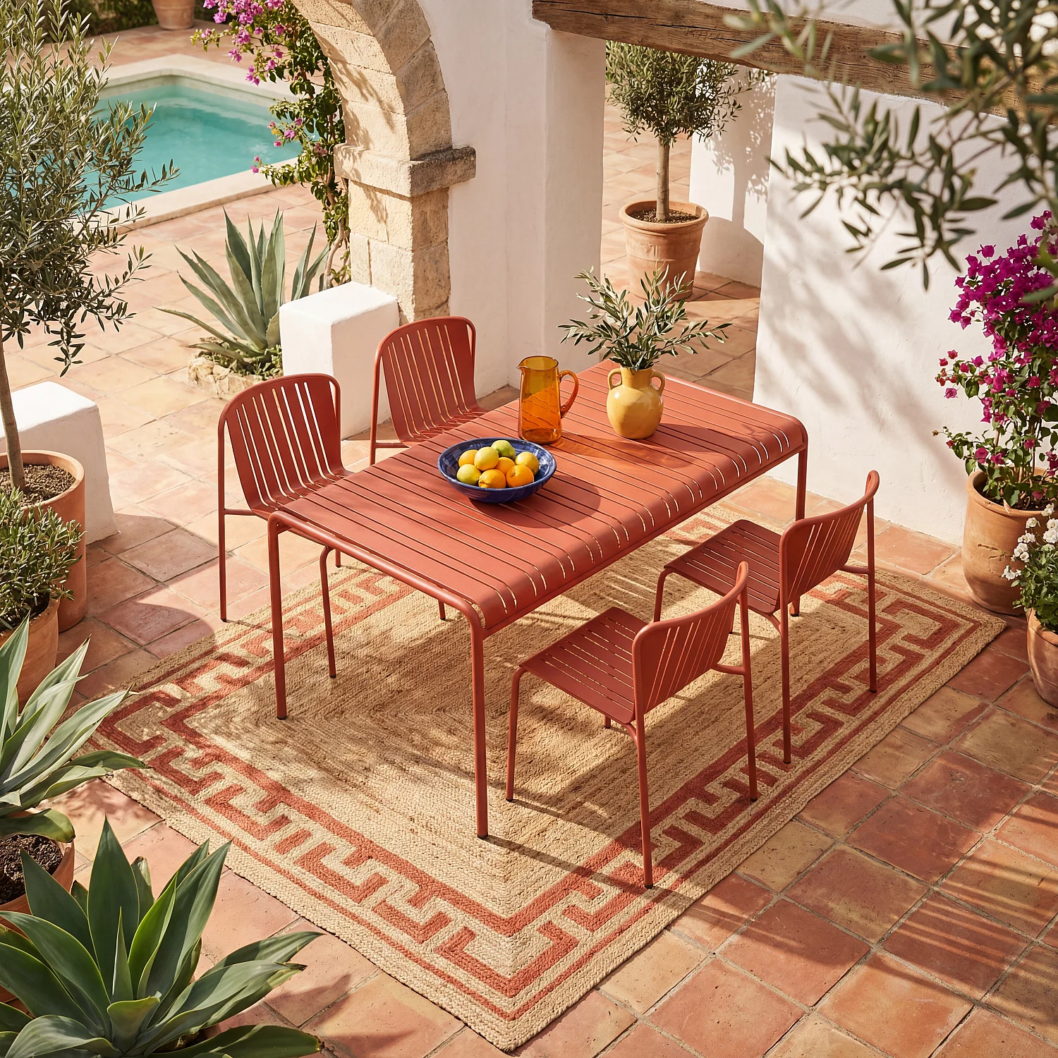 Tuintafel van staal - 180 x 100 cm - Terracotta - 6