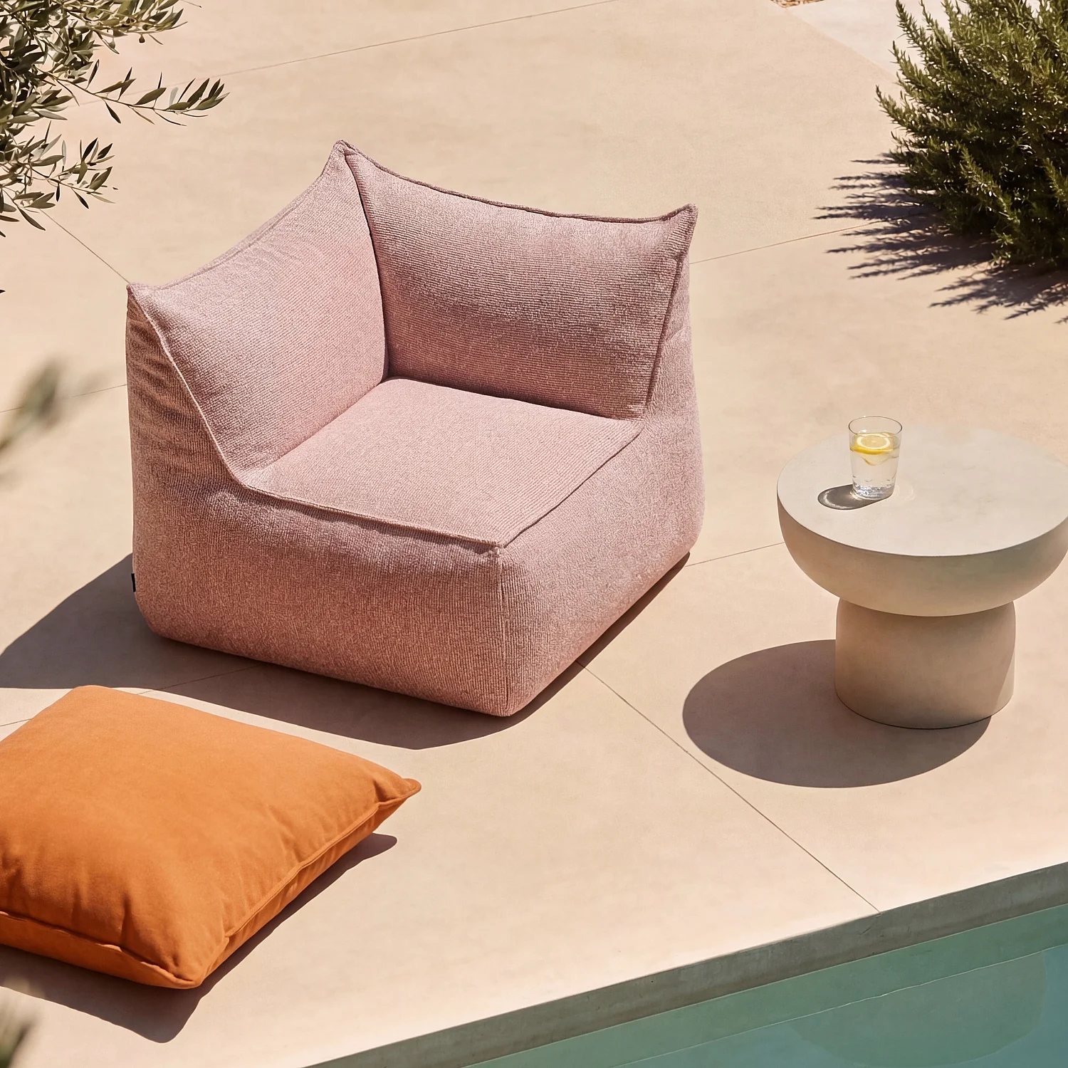 Hoek tuinfauteuil in waterafstotende stof - Kleiroze - 1