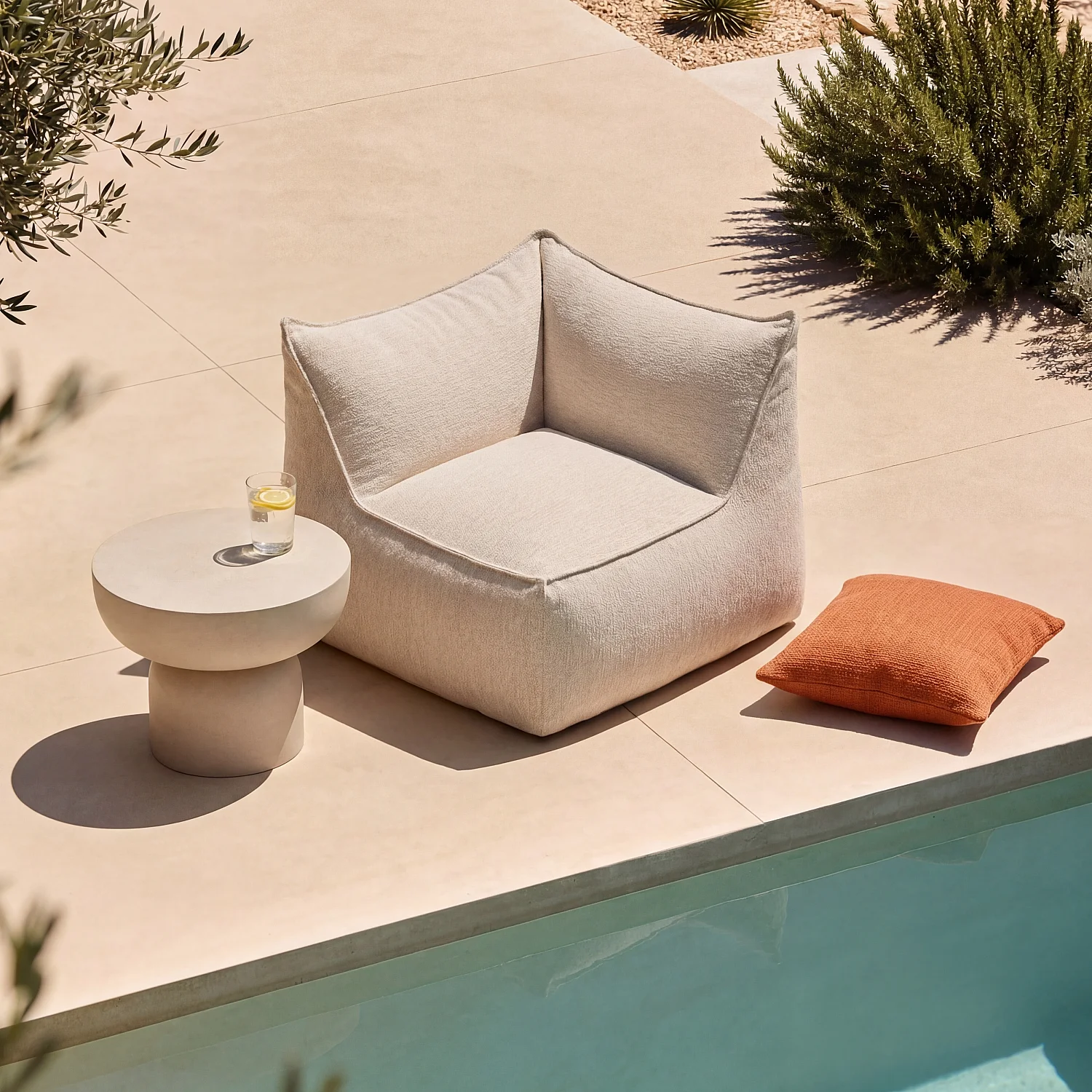 Hoek tuinset in waterafstotende stof - Crème - 1