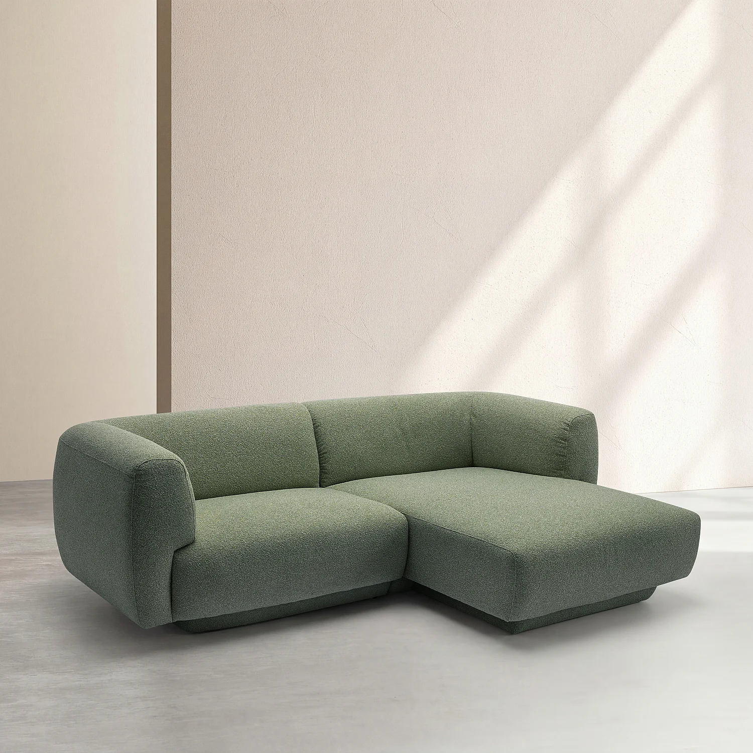 Divano angolare destro in tessuto testurizzato - Verde abete - Design by Federica Francini - 2