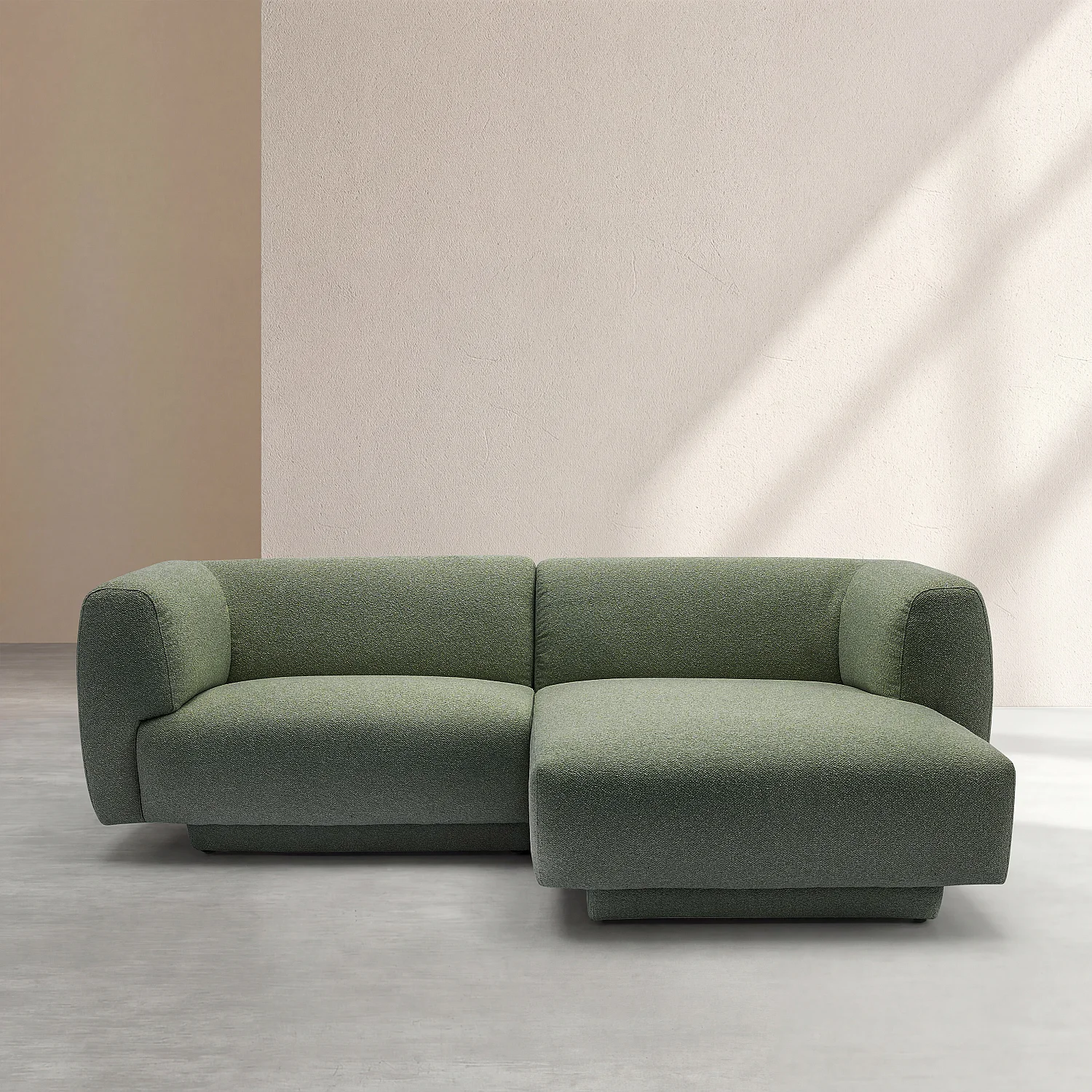 Divano angolare destro in tessuto testurizzato - Verde abete - Design by Federica Francini - 1