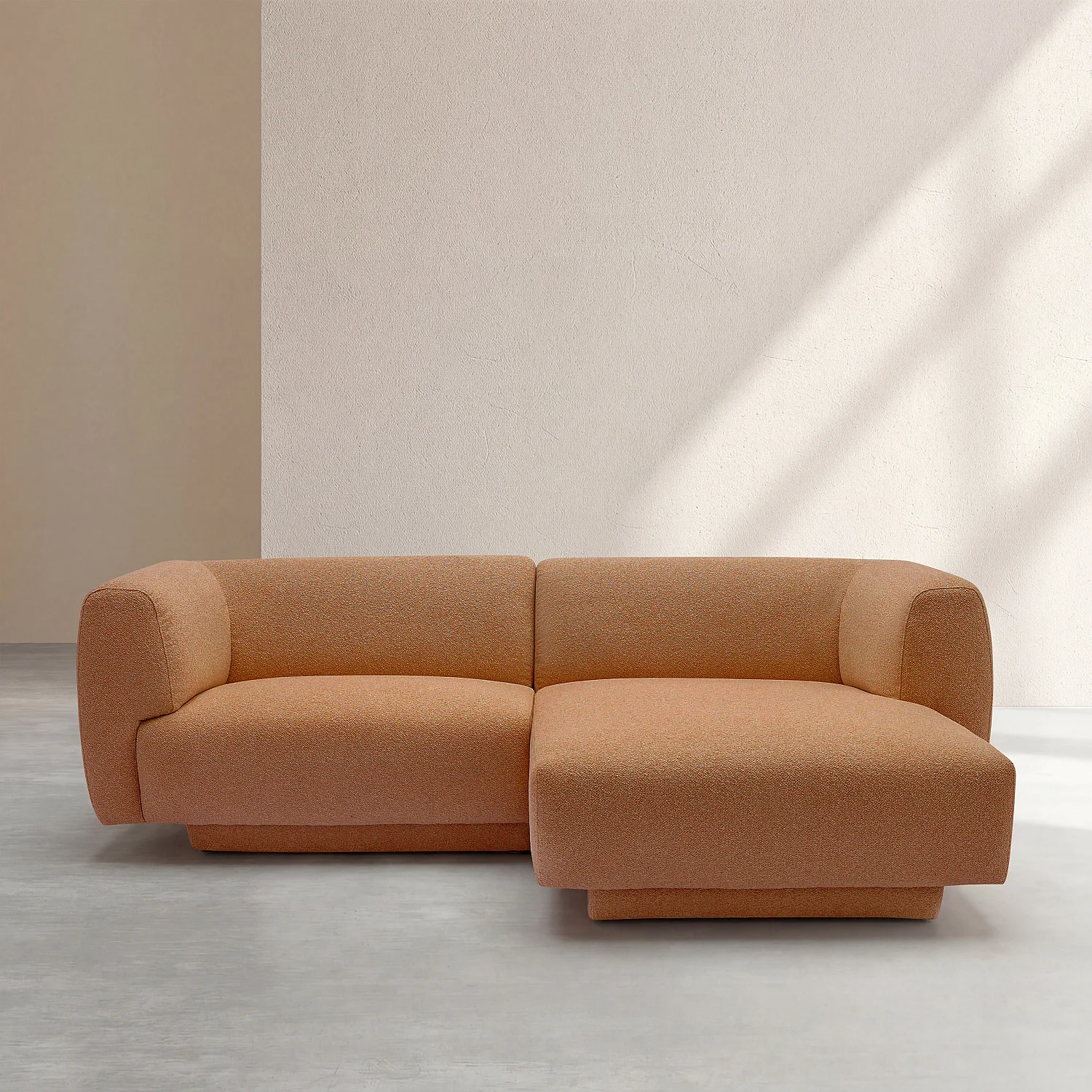 Divano angolare destro in tessuto testurizzato - Terracotta - Design by Federica Francini - 1