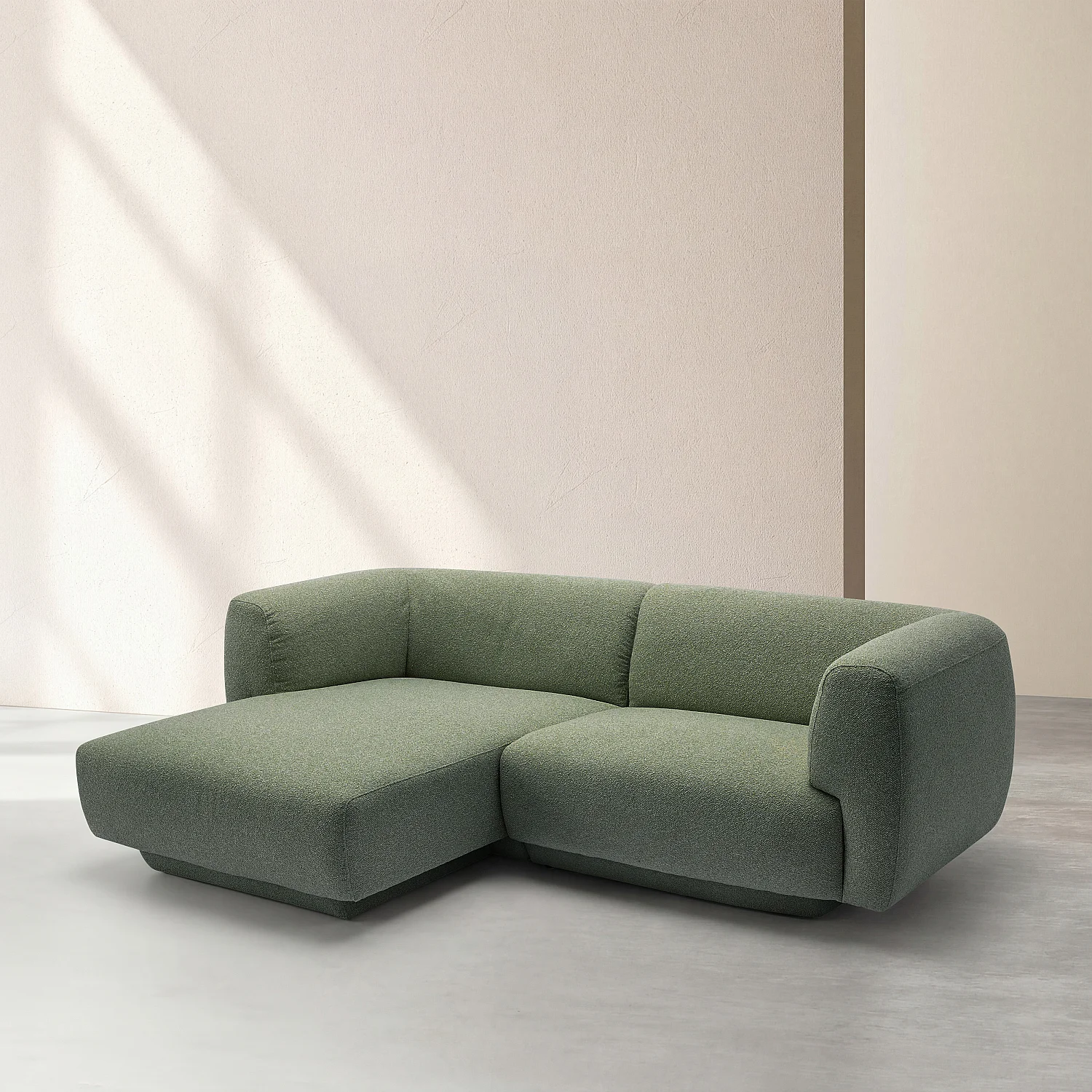 Divano angolare sinistro in tessuto testurizzato - Verde abete - Design by Federica Francini - 2