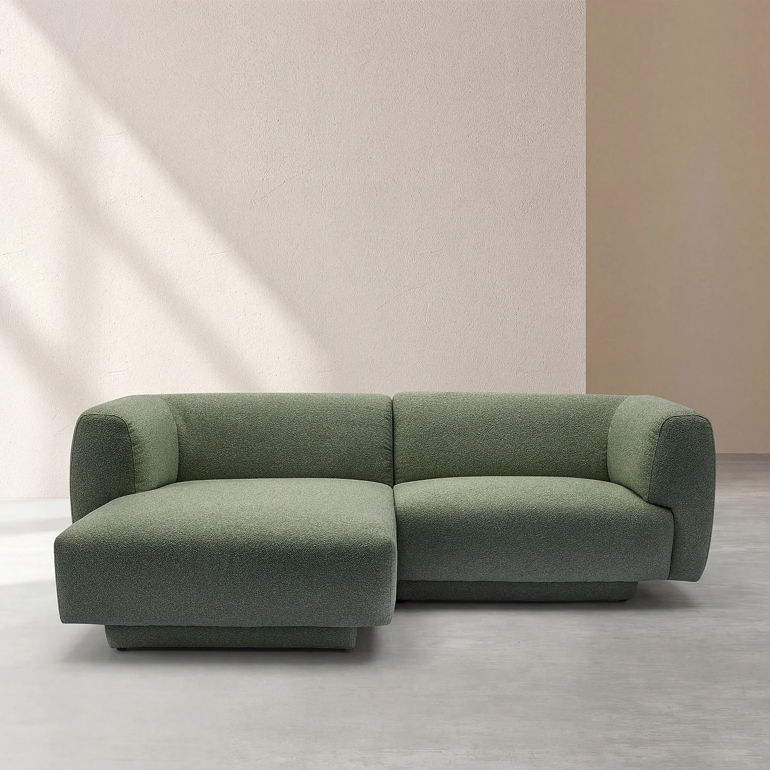 Divano angolare sinistro in tessuto testurizzato - Verde abete - Design by Federica Francini - 1