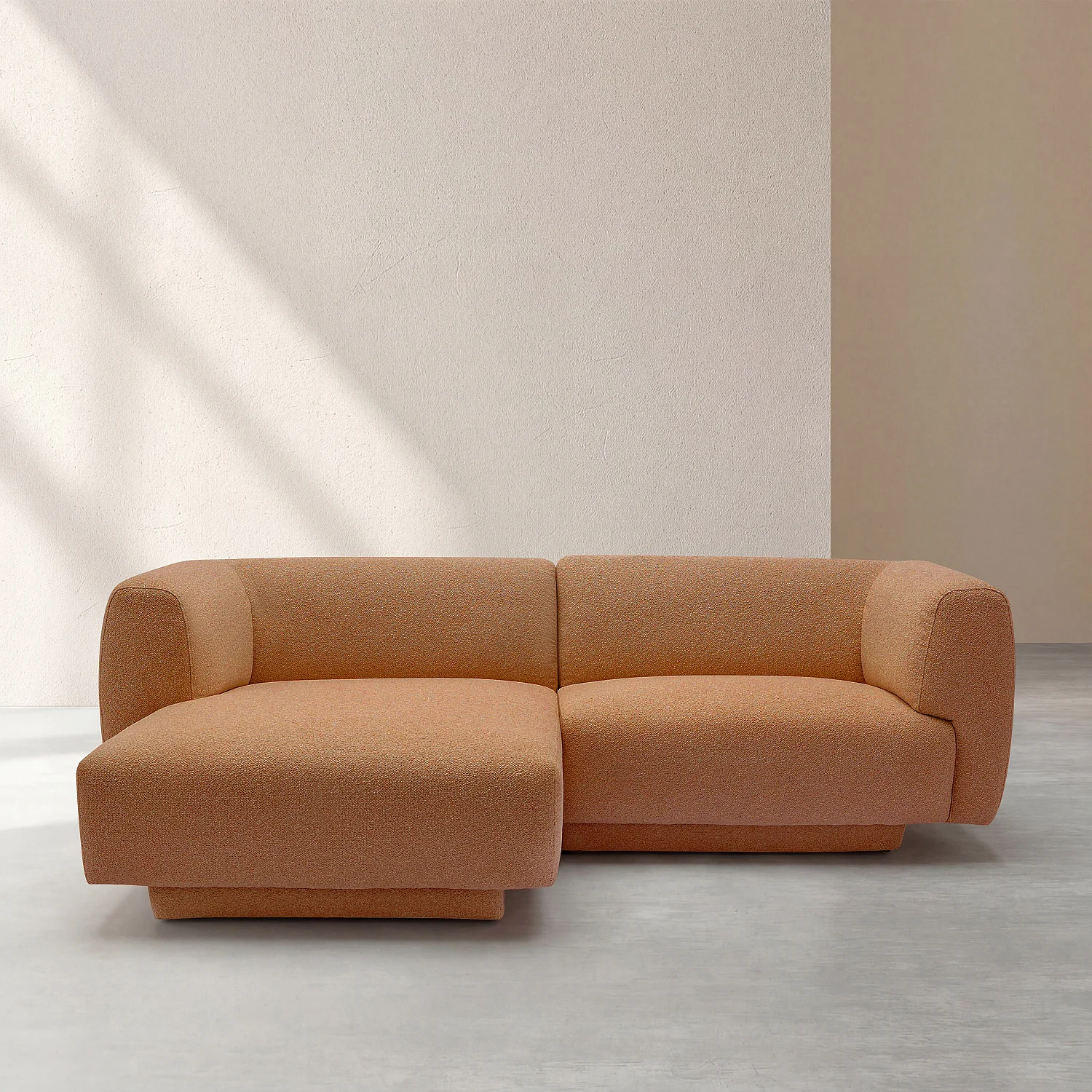 Divano angolare sinistro in tessuto testurizzato - Terracotta - Design by Federica Francini - 1