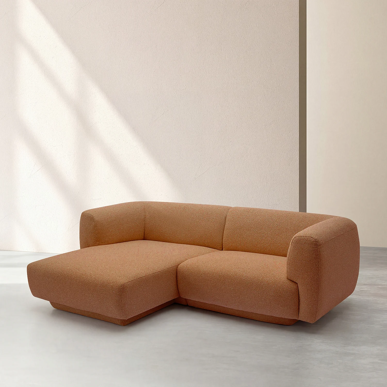 Divano angolare sinistro in tessuto testurizzato - Terracotta - Design by Federica Francini - 2