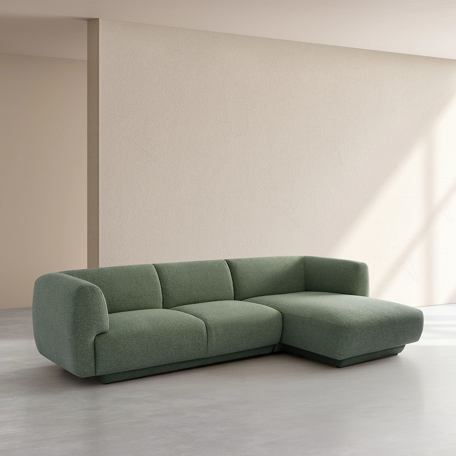 Grande divano angolare destro in tessuto testurizzato - Verde abete - Design by Federica Francini - 2