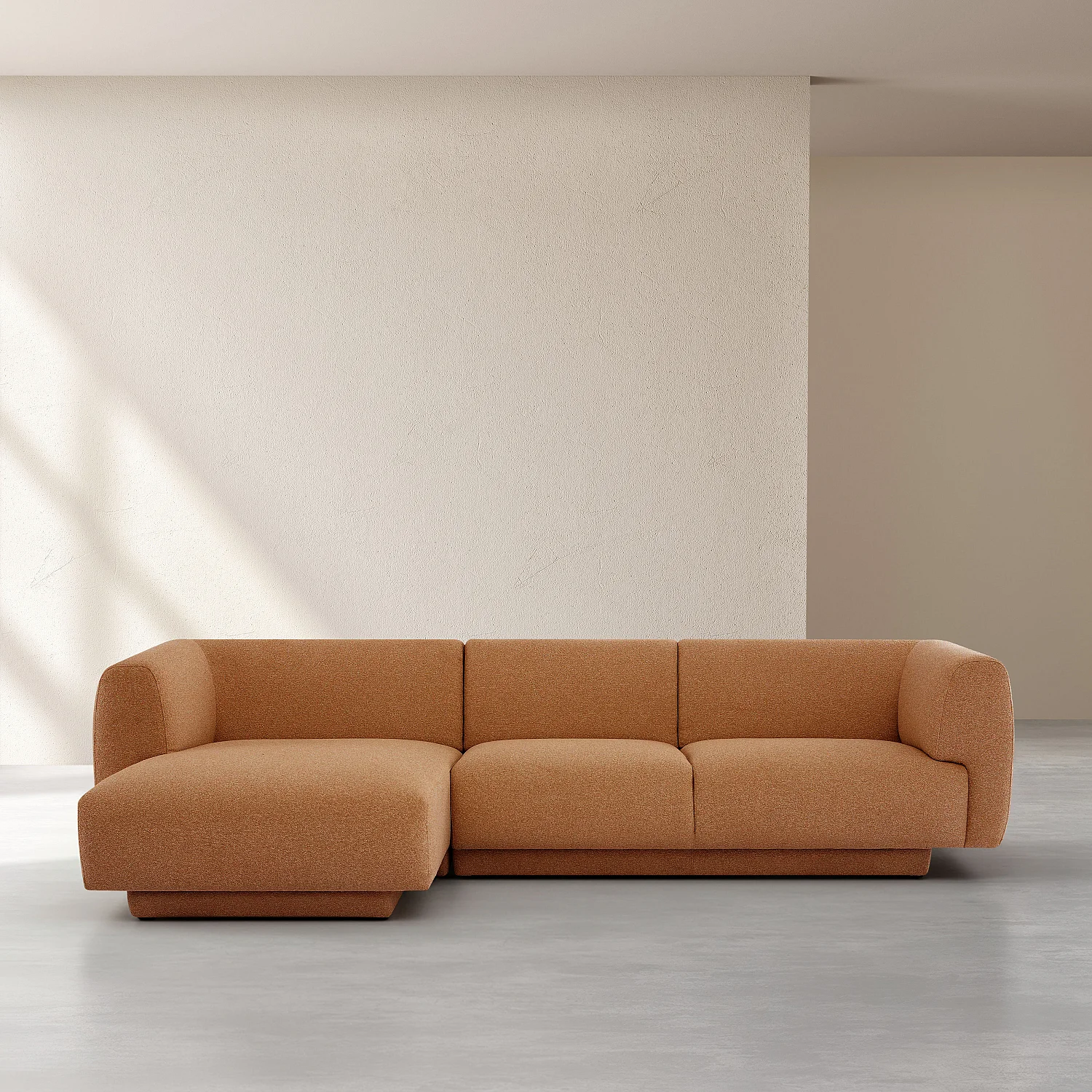 Grande divano angolare sinistro in tessuto testurizzato - Terracotta - Design by Federica Francini - 1
