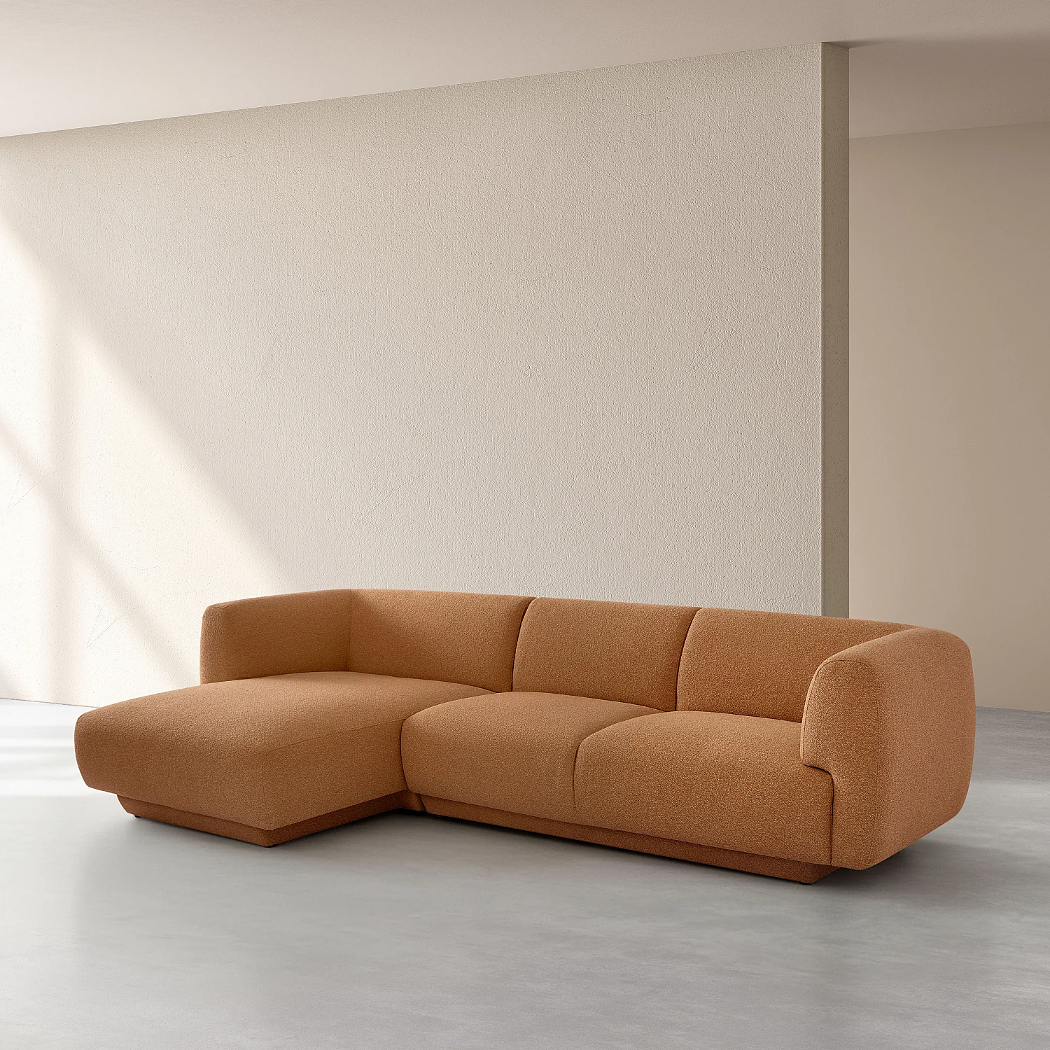 Grande divano angolare sinistro in tessuto testurizzato - Terracotta - Design by Federica Francini - 2