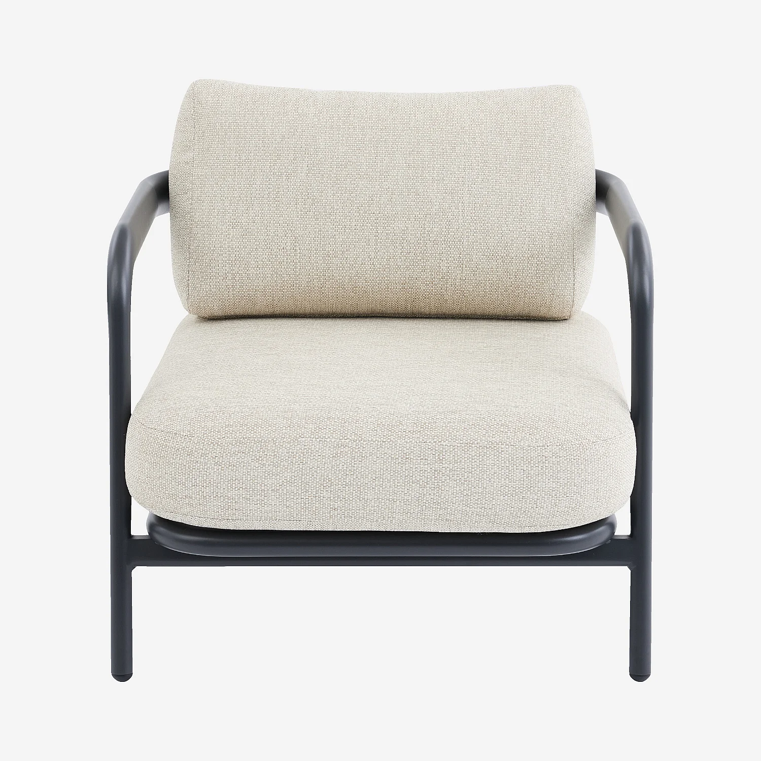 Fauteuil de jardin en aluminium et tissu tissé déperlant - Beige mélangé et gris anthracite - 5