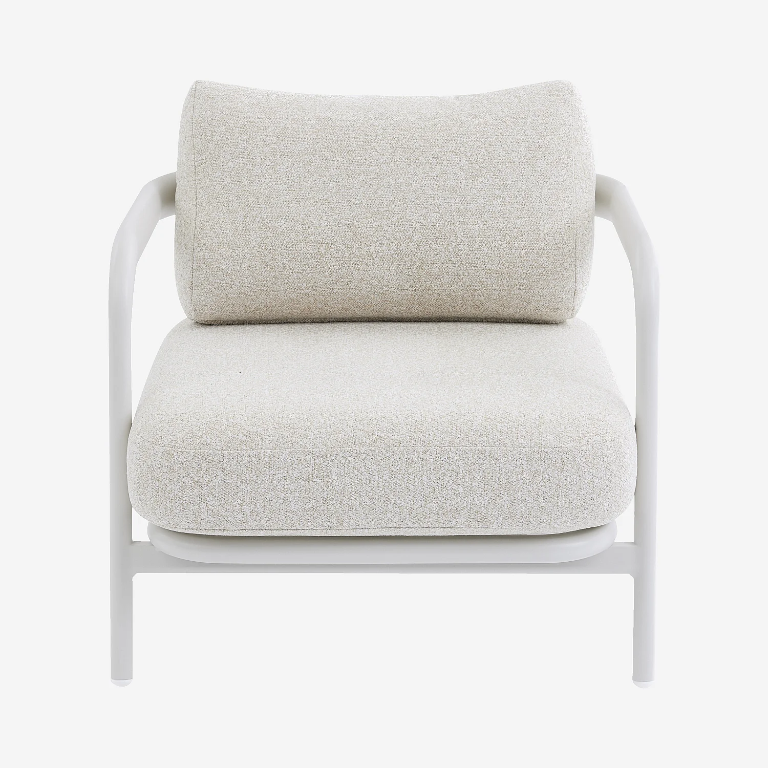 Fauteuil de jardin en aluminium et tissu texturé déperlant - Crème et blanc cassé - 3