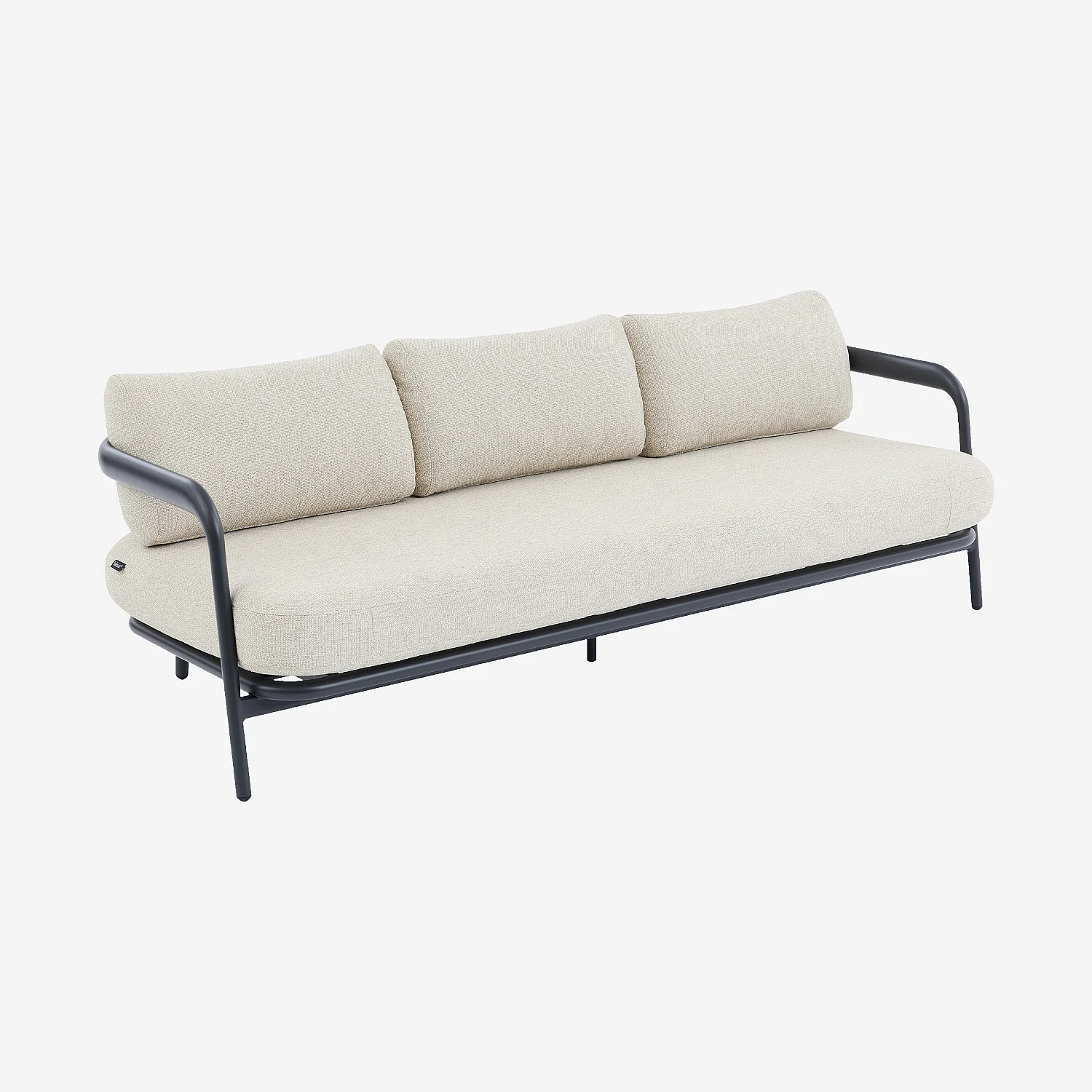 Canapé de jardin 3 places en aluminium et tissu tissé déperlant - Beige mélangé et gris anthracite - 2