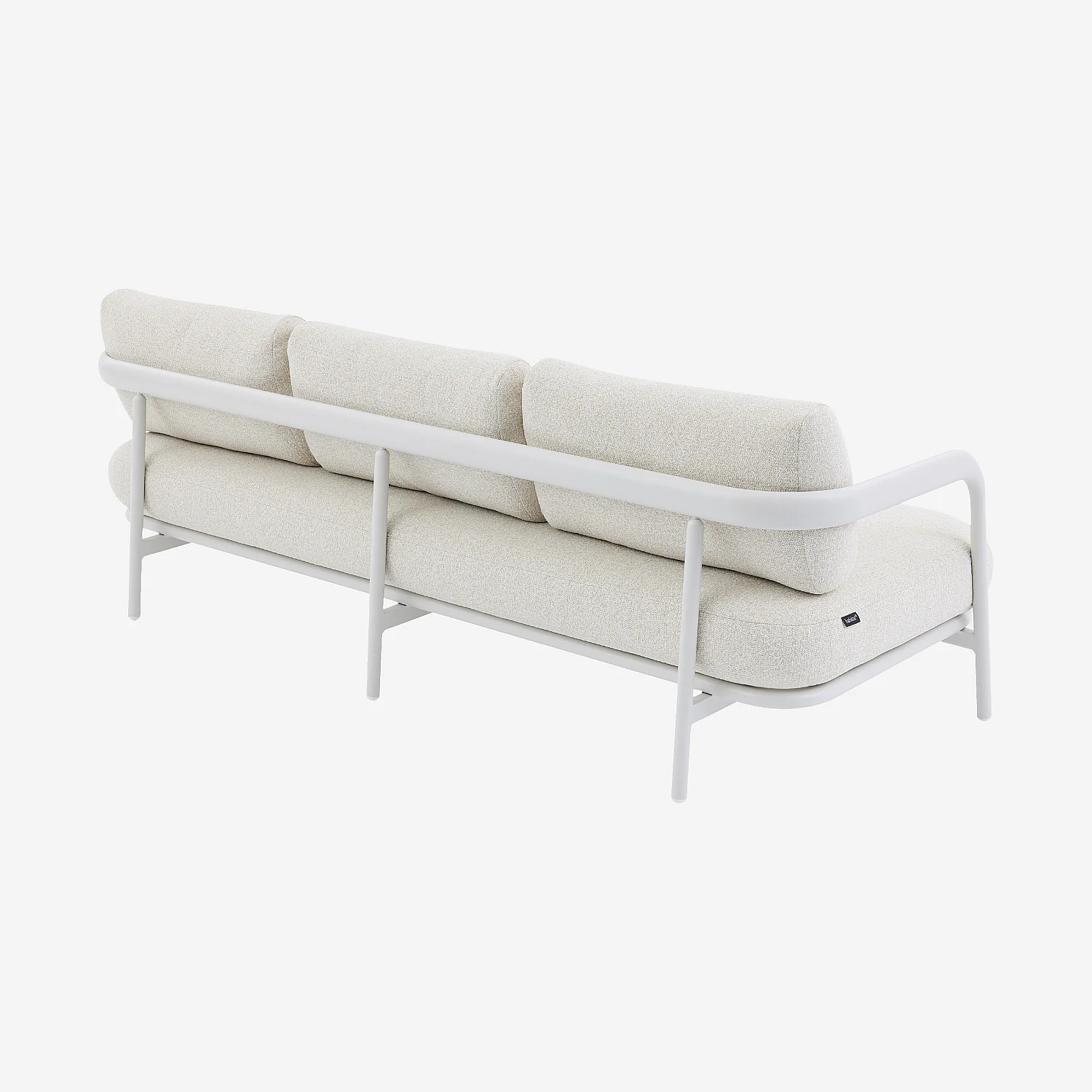 Canapé de jardin 3 places en aluminium et tissu texturé déperlant - Crème et blanc cassé - 5