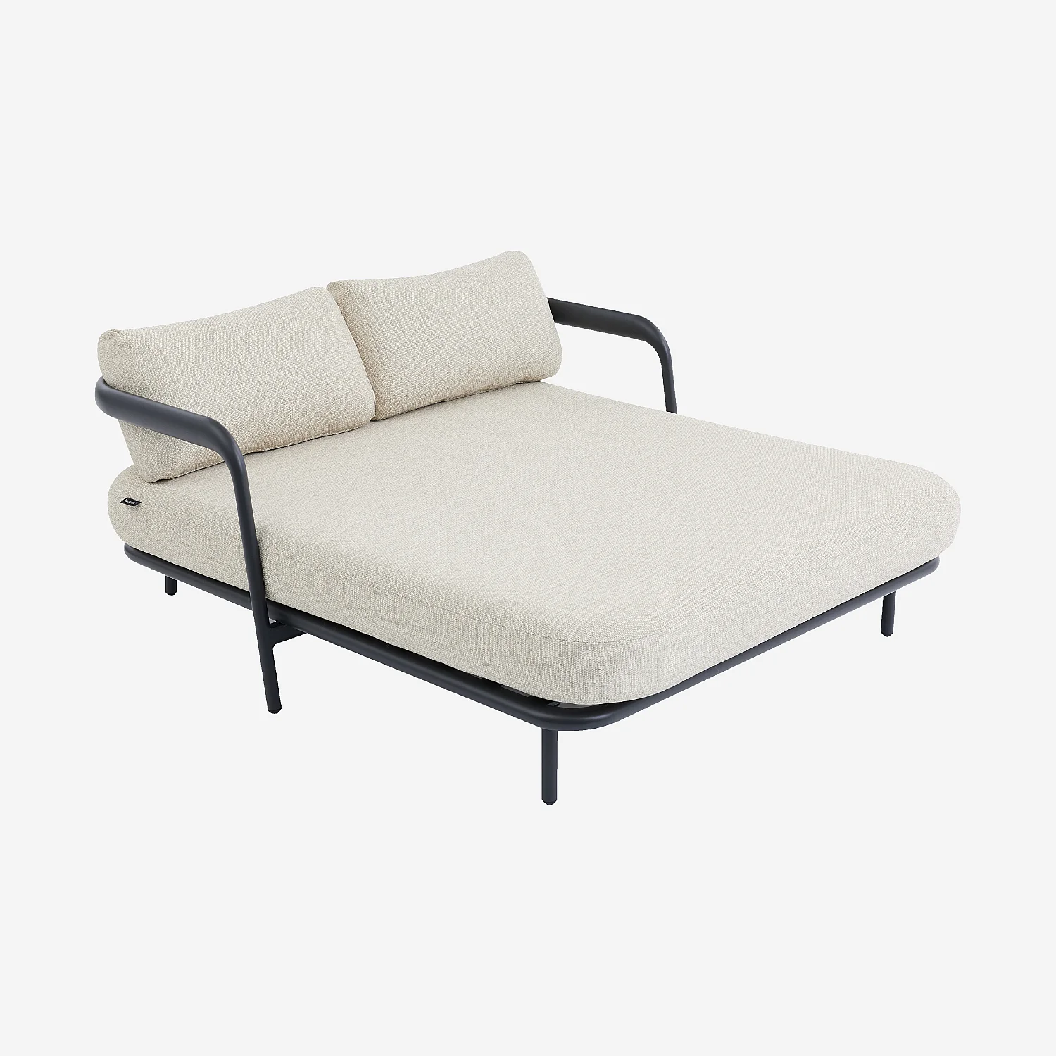 Bain de soleil double en aluminium et tissu tissé déperlant - Beige mélangé et gris anthracite - 3