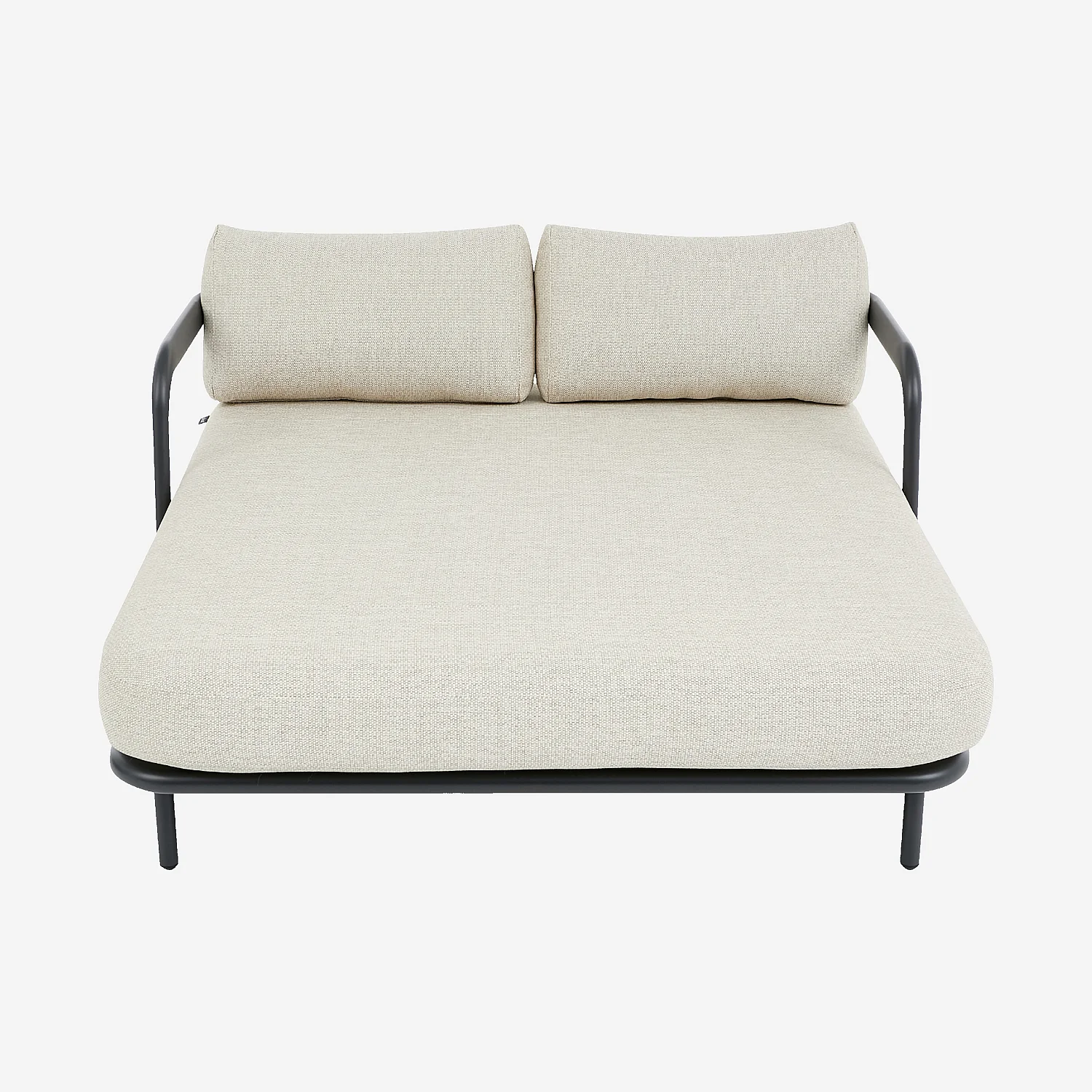 Bain de soleil double en aluminium et tissu tissé déperlant - Beige mélangé et gris anthracite - 2