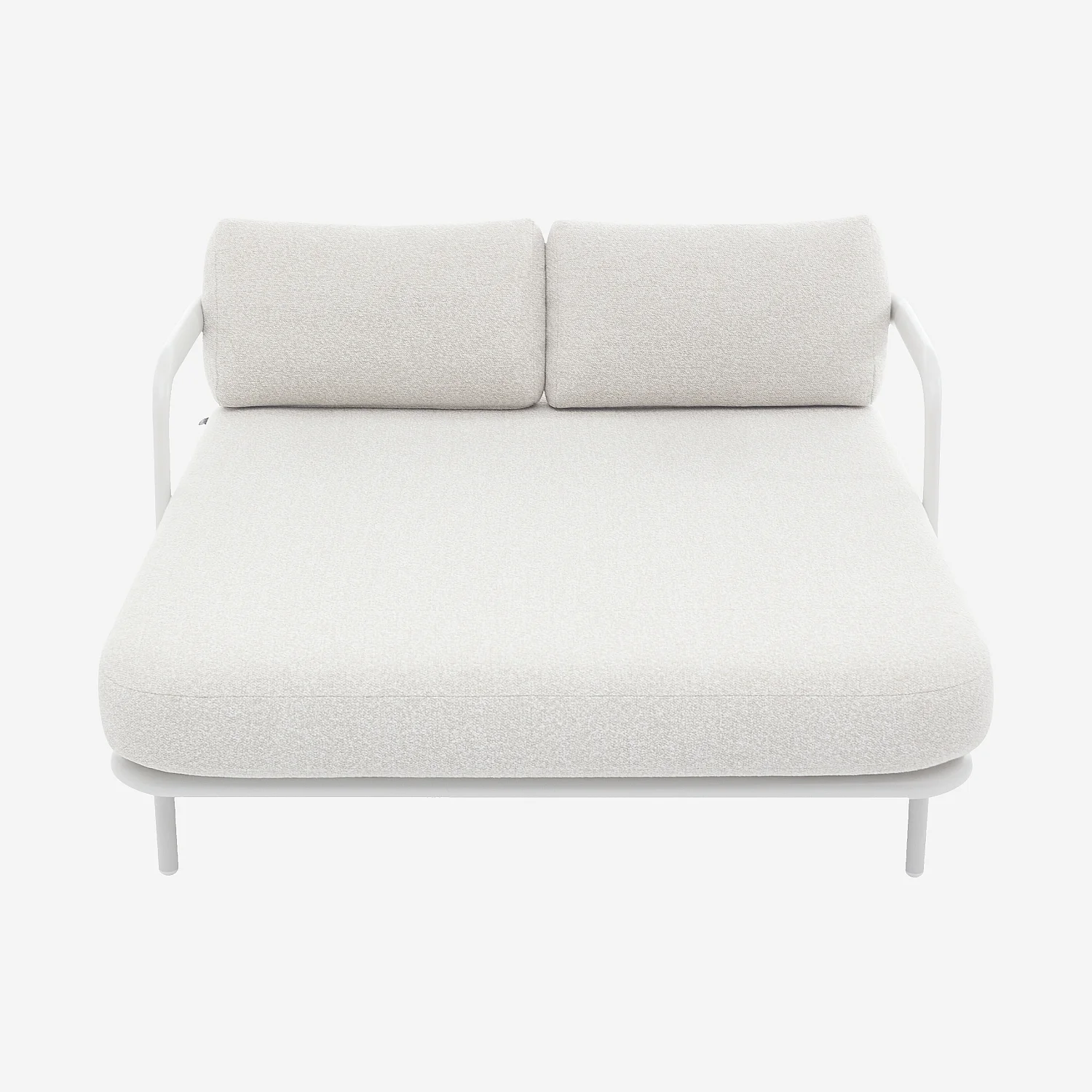 Bain de soleil double en aluminium et tissu texturé déperlant - Crème et blanc cassé - 1