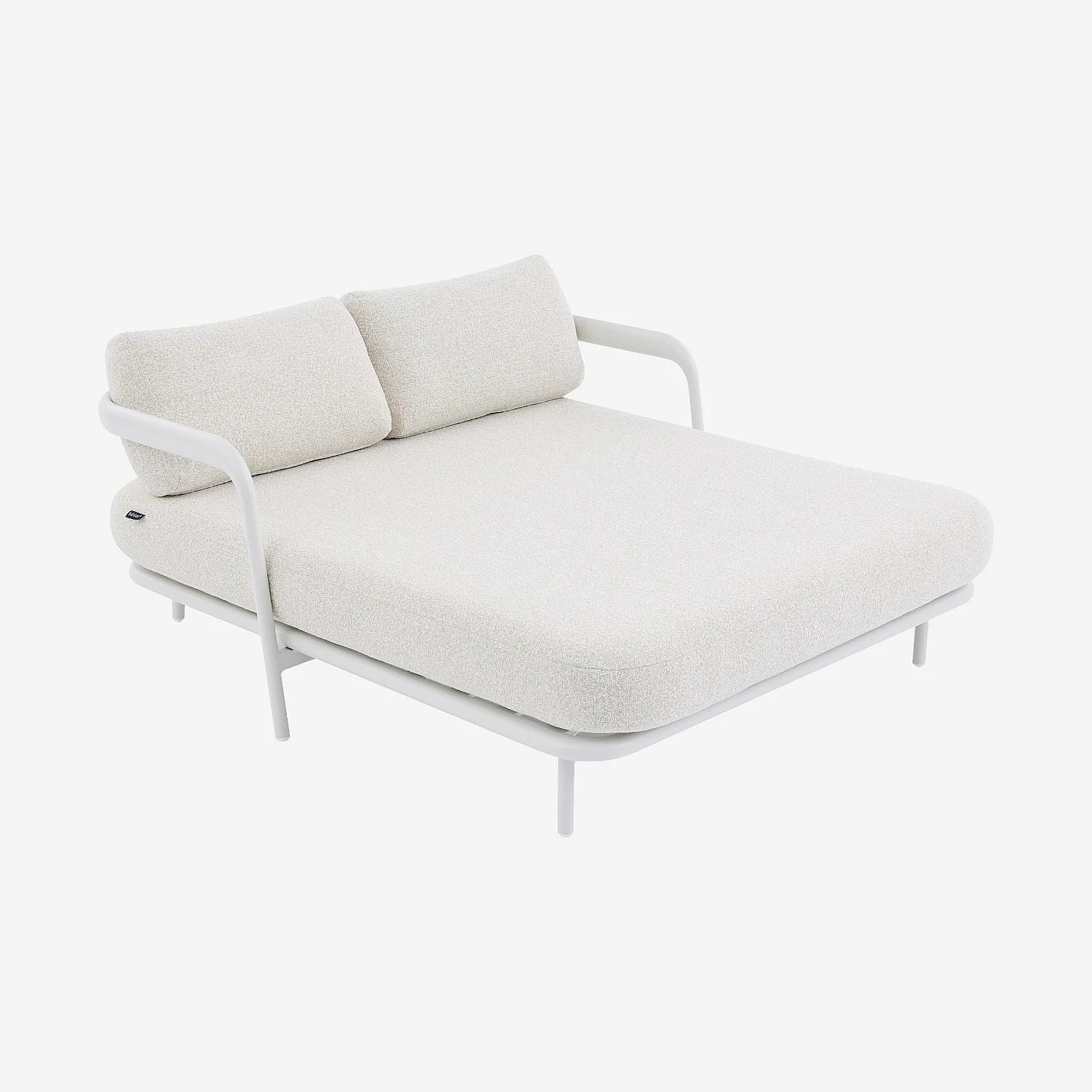 Bain de soleil double en aluminium et tissu texturé déperlant - Crème et blanc cassé - 3