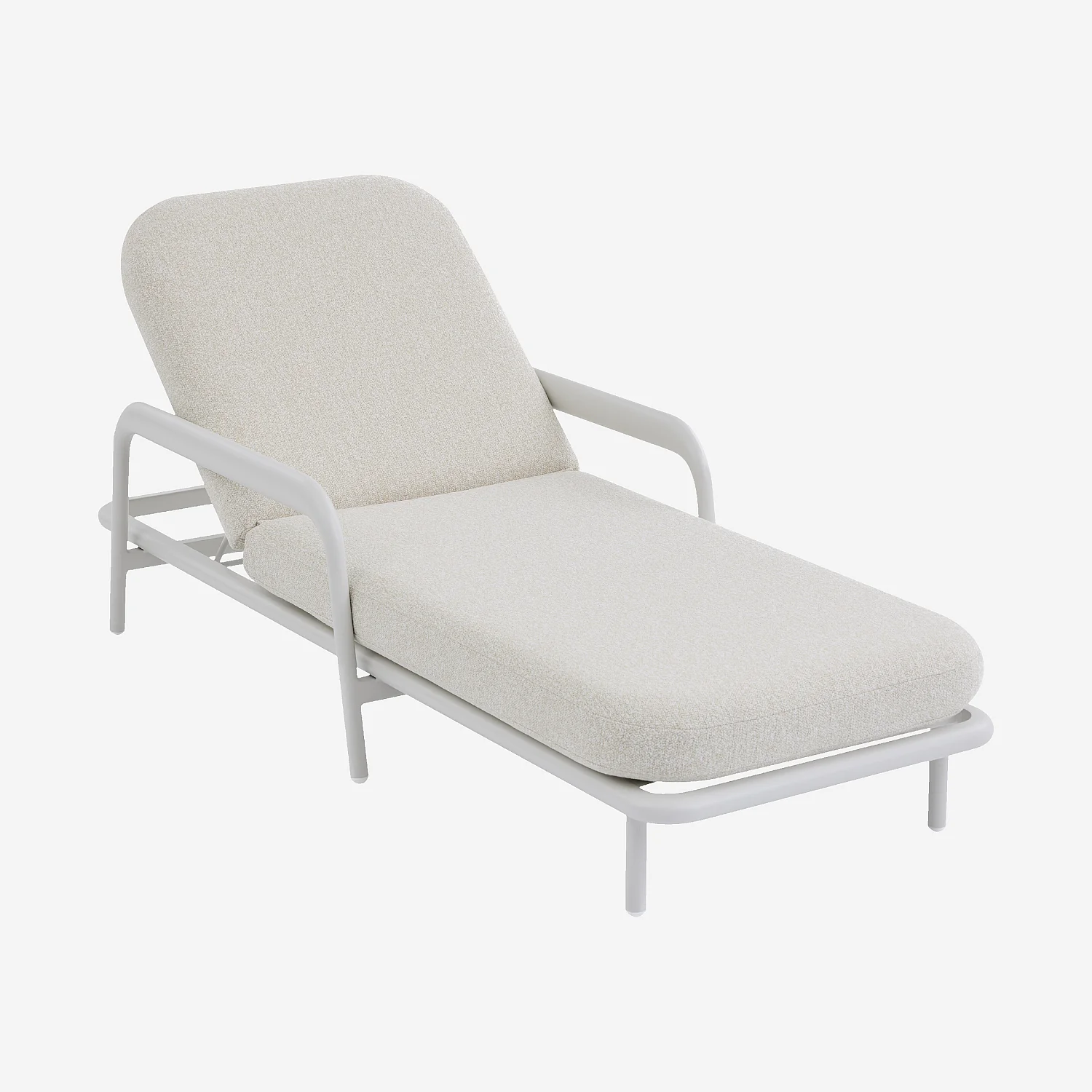 Bain de soleil en aluminium et tissu texturé déperlant - Crème et blanc cassé - 2