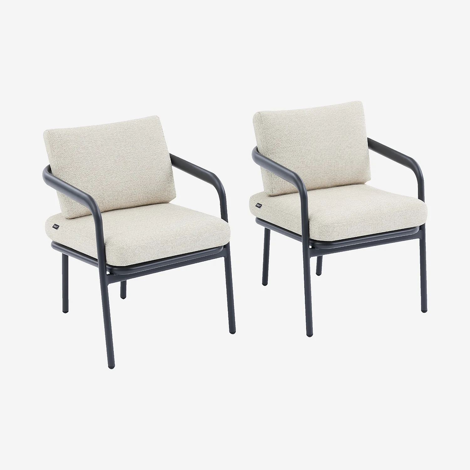 Lot de 2 chaises de jardin en aluminium et tissu tissé déperlant - Beige mélangé et gris anthracite - 2