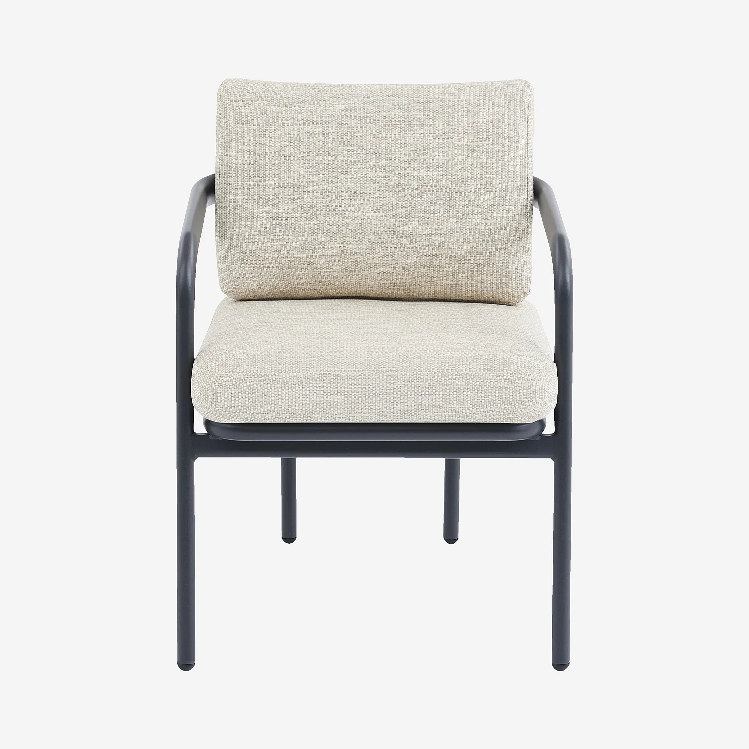 Lot de 2 chaises de jardin en aluminium et tissu tissé déperlant - Beige mélangé et gris anthracite - 3