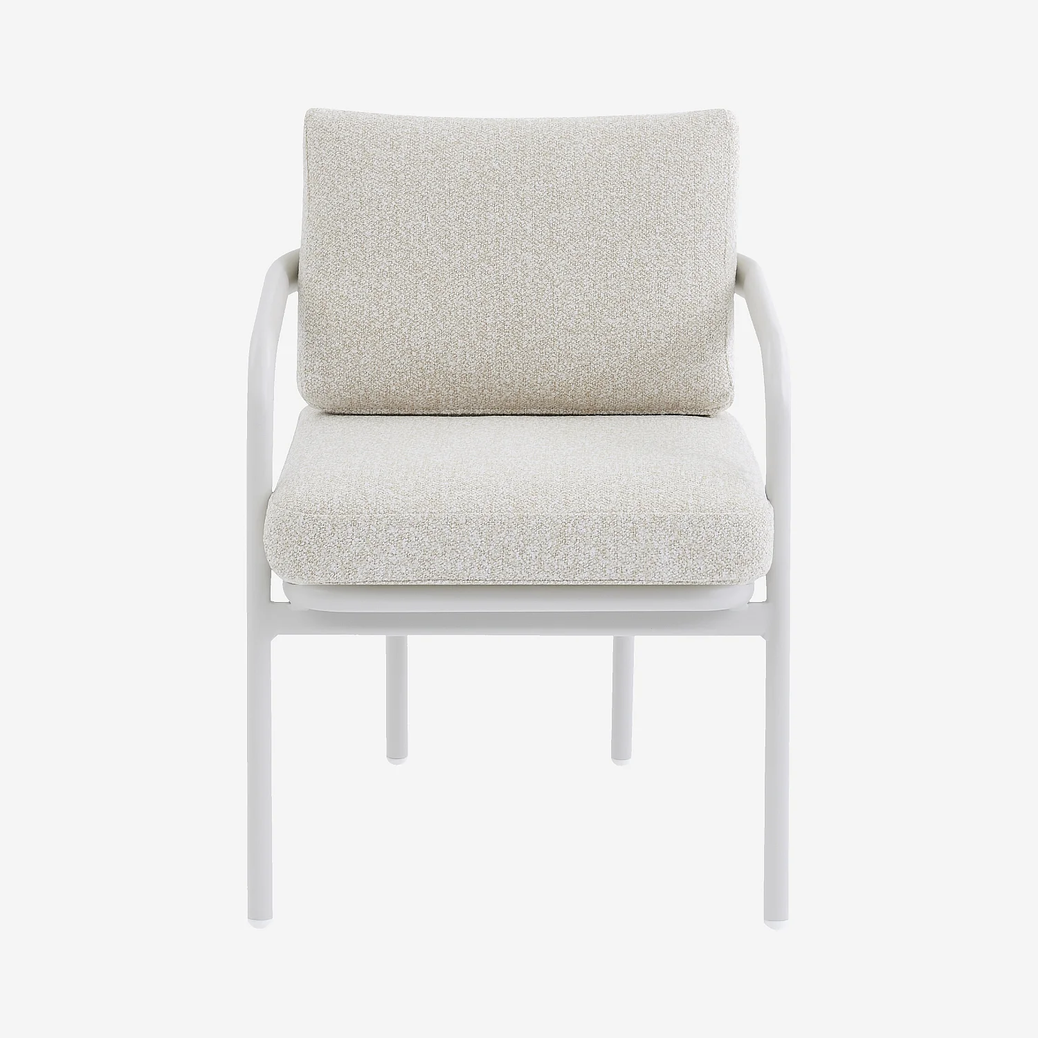 Lot de 2 chaises de jardin en aluminium et tissu texturé déperlant - Crème et blanc cassé - 3